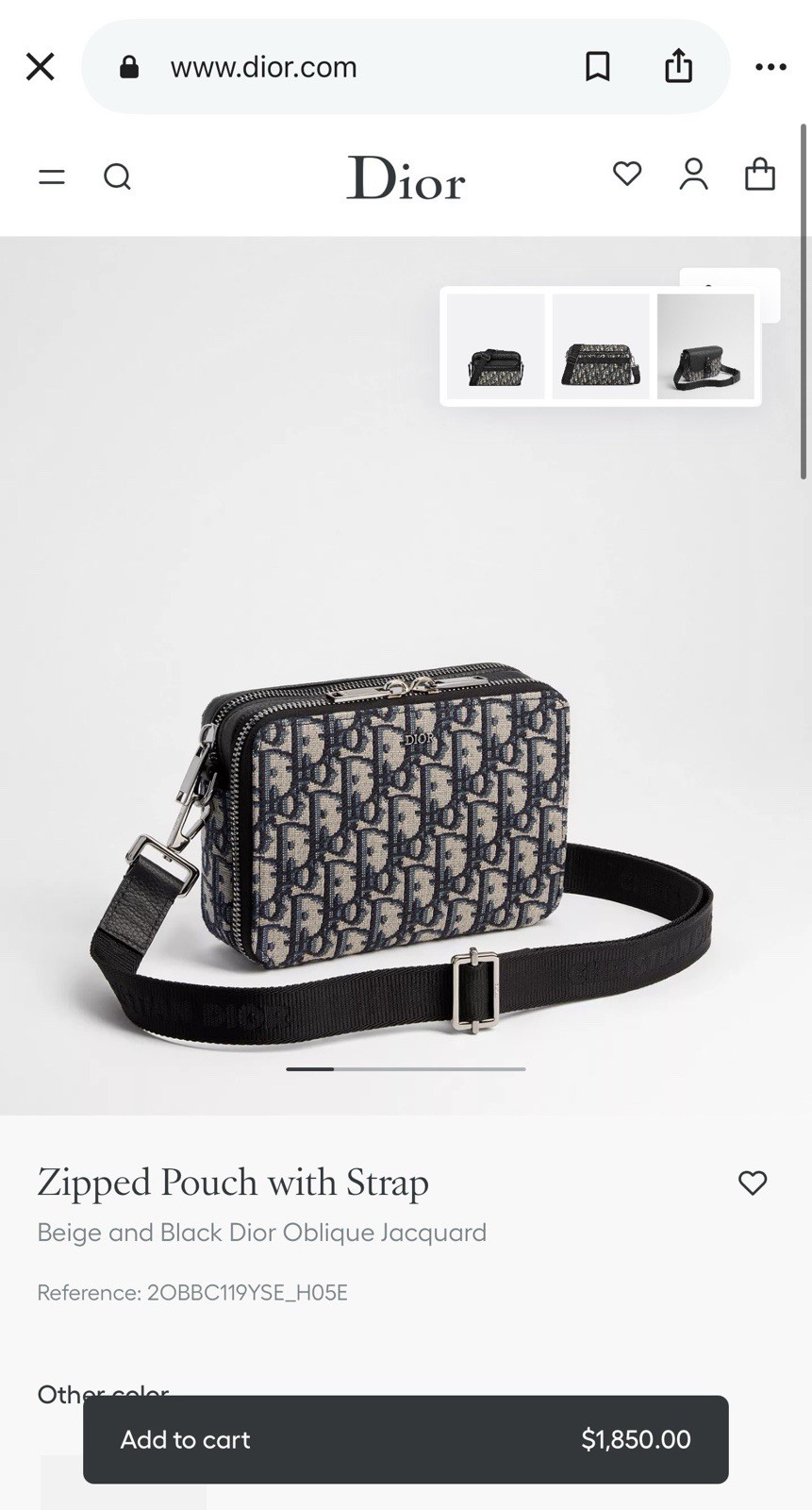 Dior Crossbody Blue Canvas Oblique Bag