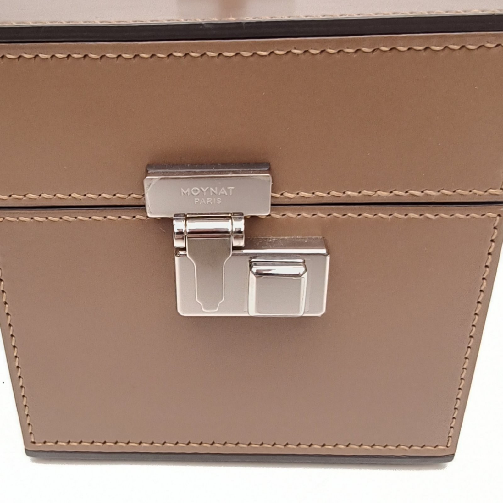 MOYNAT Vanity Box Bag Brown Calfskin Handbag