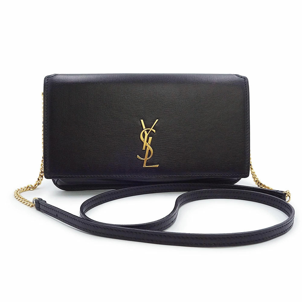 SAINT LAURENT 635095 Cassandra Monogram Phone Holder Black Shoulder Bag #1014
