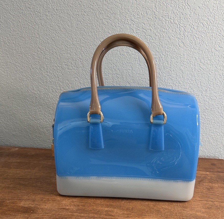 Furla Blue Jelly Boston Bag Candy Edition Satchel Bag