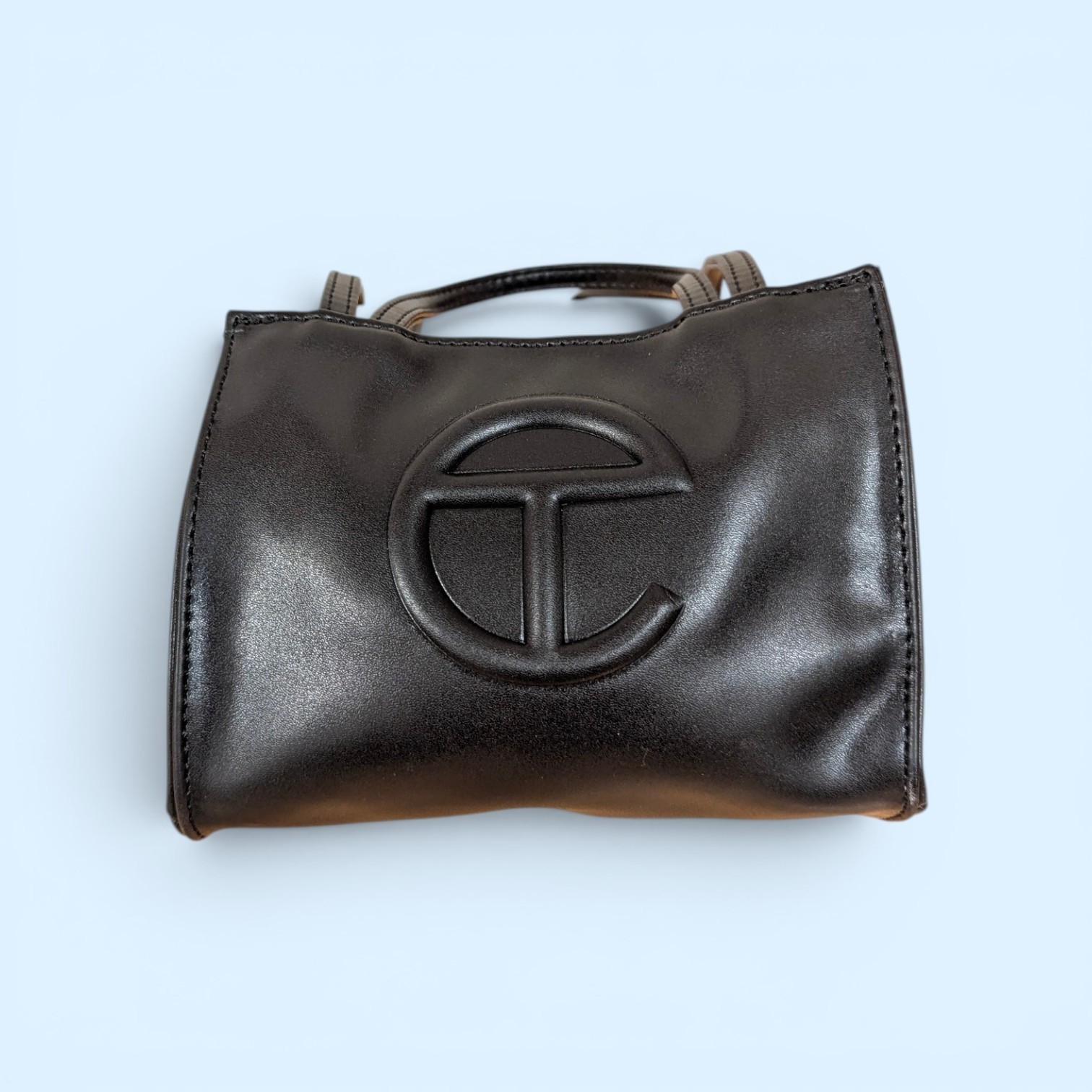 Telfar Small Leather Shopping Bag Black