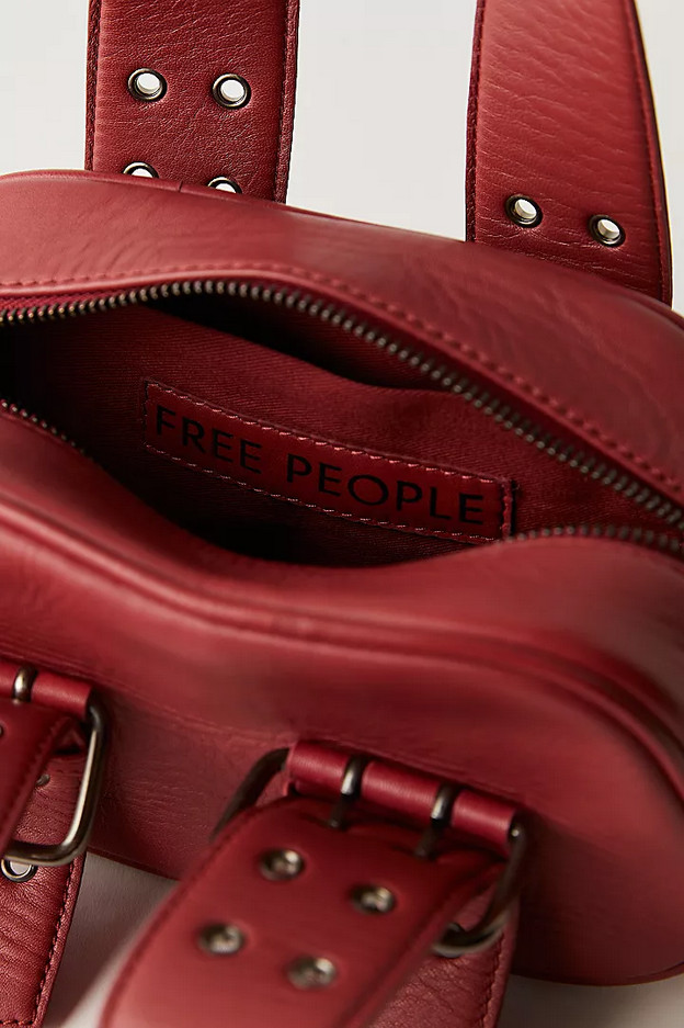 NEW FREE PEOPLE RED LEATHER SAY YES BUCKLE BAG