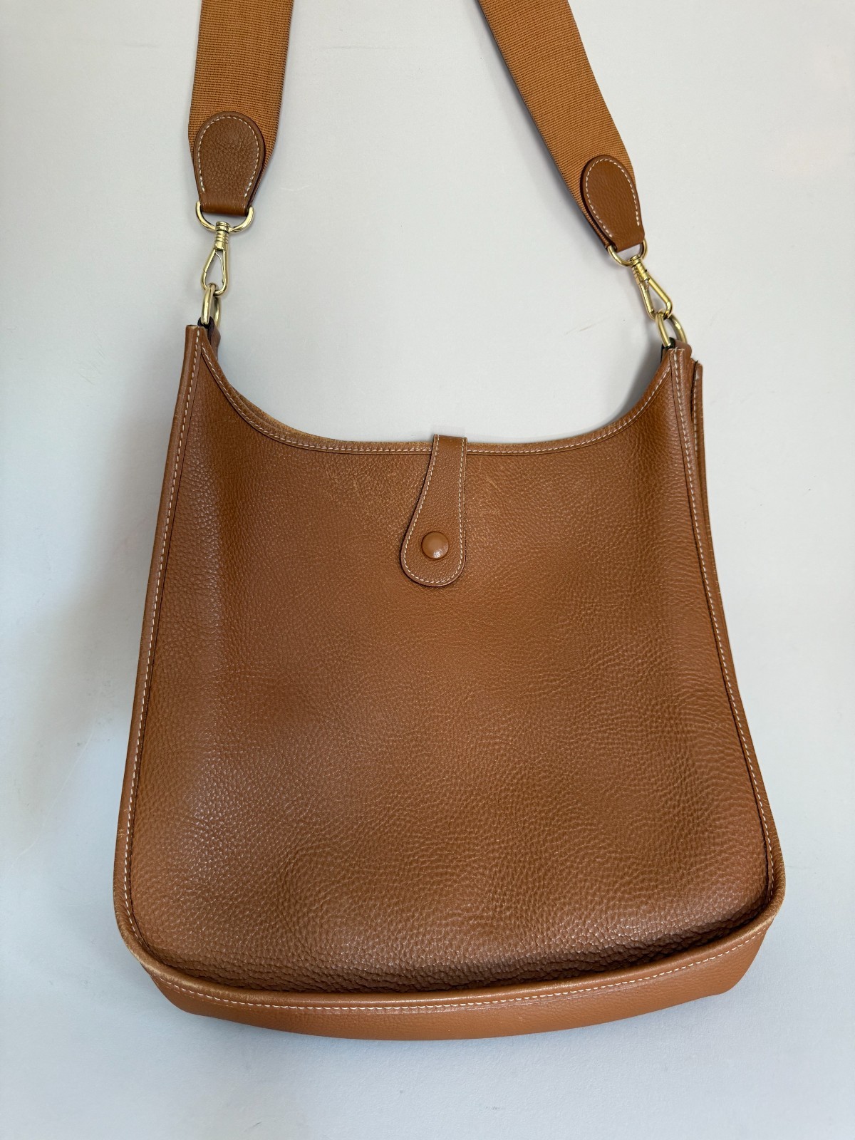 Authentic HERMÉS Evelyne 3 GM Shoulder Bag Leather, Goldtone Hardware