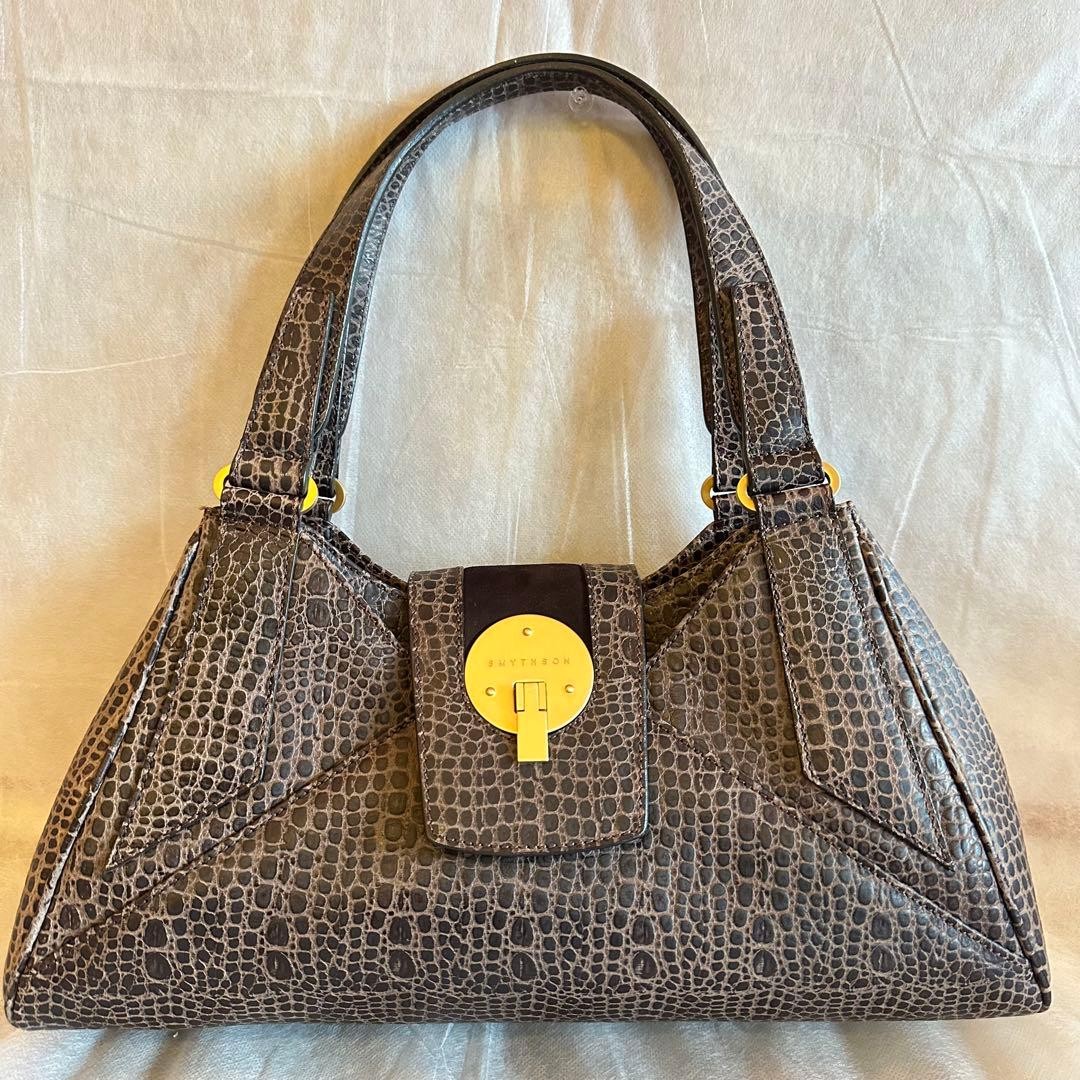 SMYTHSON Embossed Leather Double Handles Bag [VG Condition] Limited From JAPAN