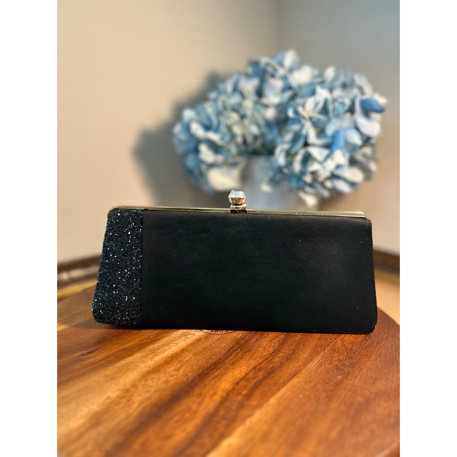 Elegant Black Matte Sparkle Clutch Evening Bag