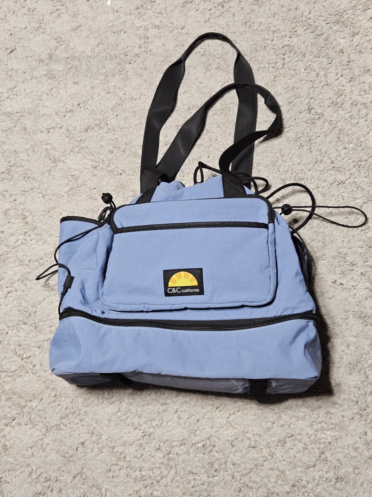 C&C California Computer Travel Work Tote Bag Blue Multi Pockets Carryon