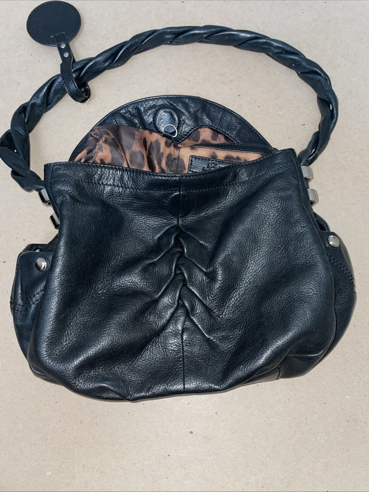 B. Makowsky Glove Leather Hobo Bag in black