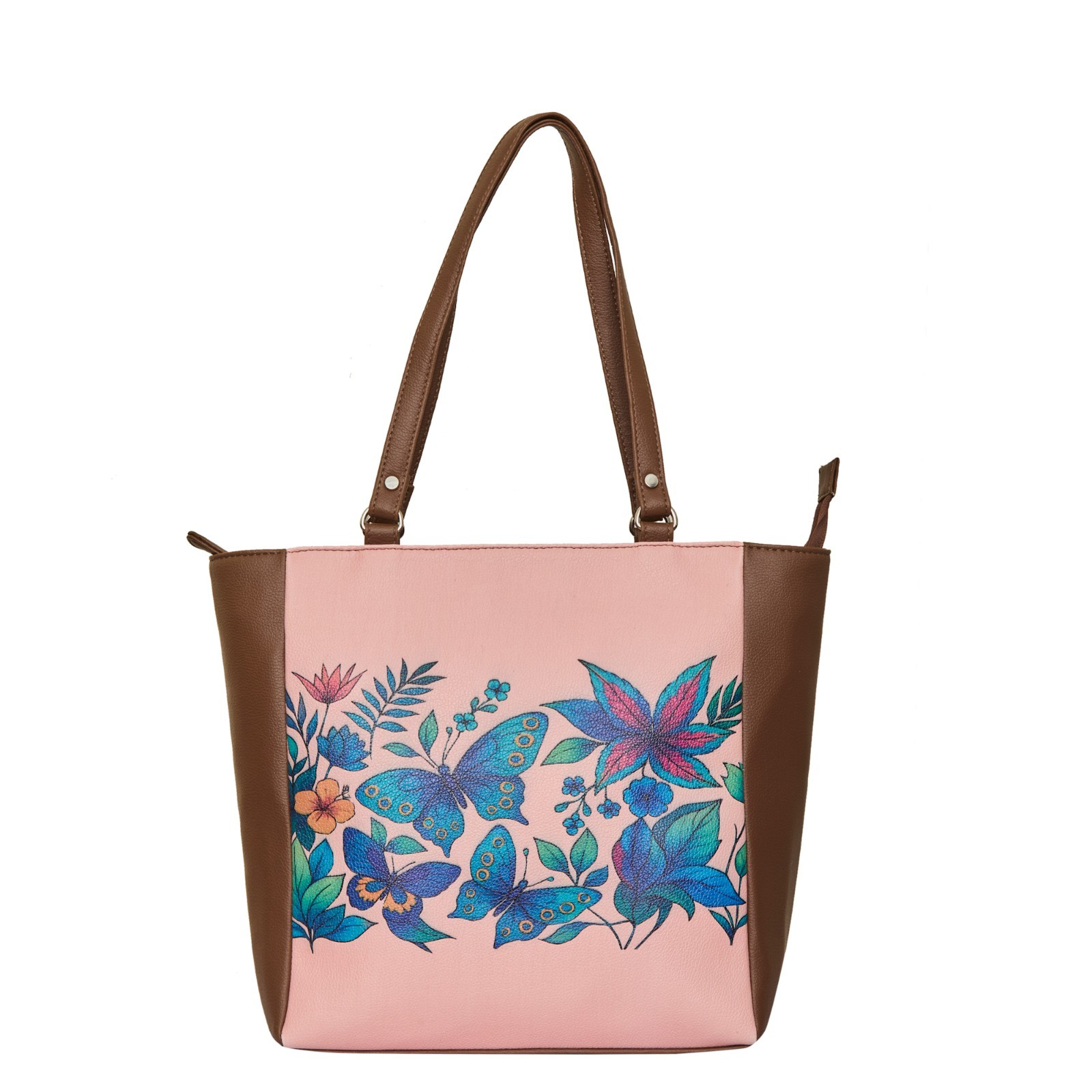 Botanical Print Vegan Leather Tote Shoulder Bag for Women –Top Handle Handbag