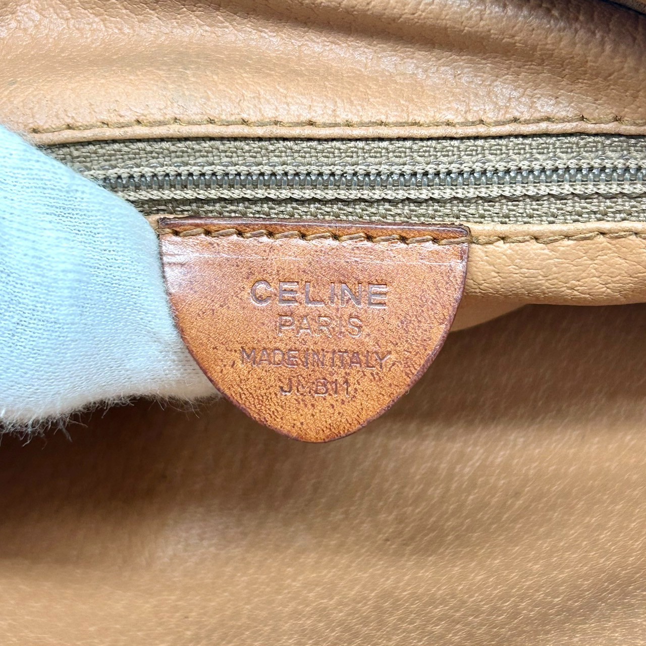 CELINE Macadam Triomphe Shoulder Bag PVC Leather Brown Auth 0160