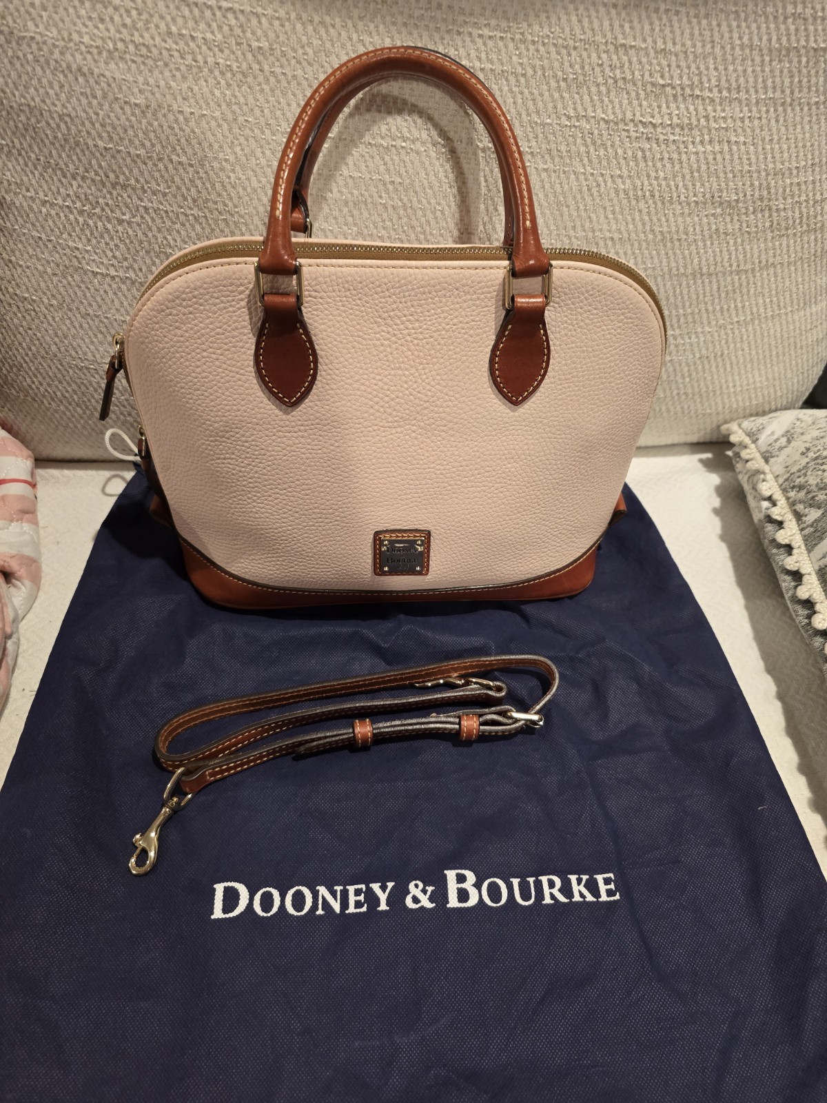 Dooney & Bourke Pebbled Leather Zip Zip Satchel Pale Pink
