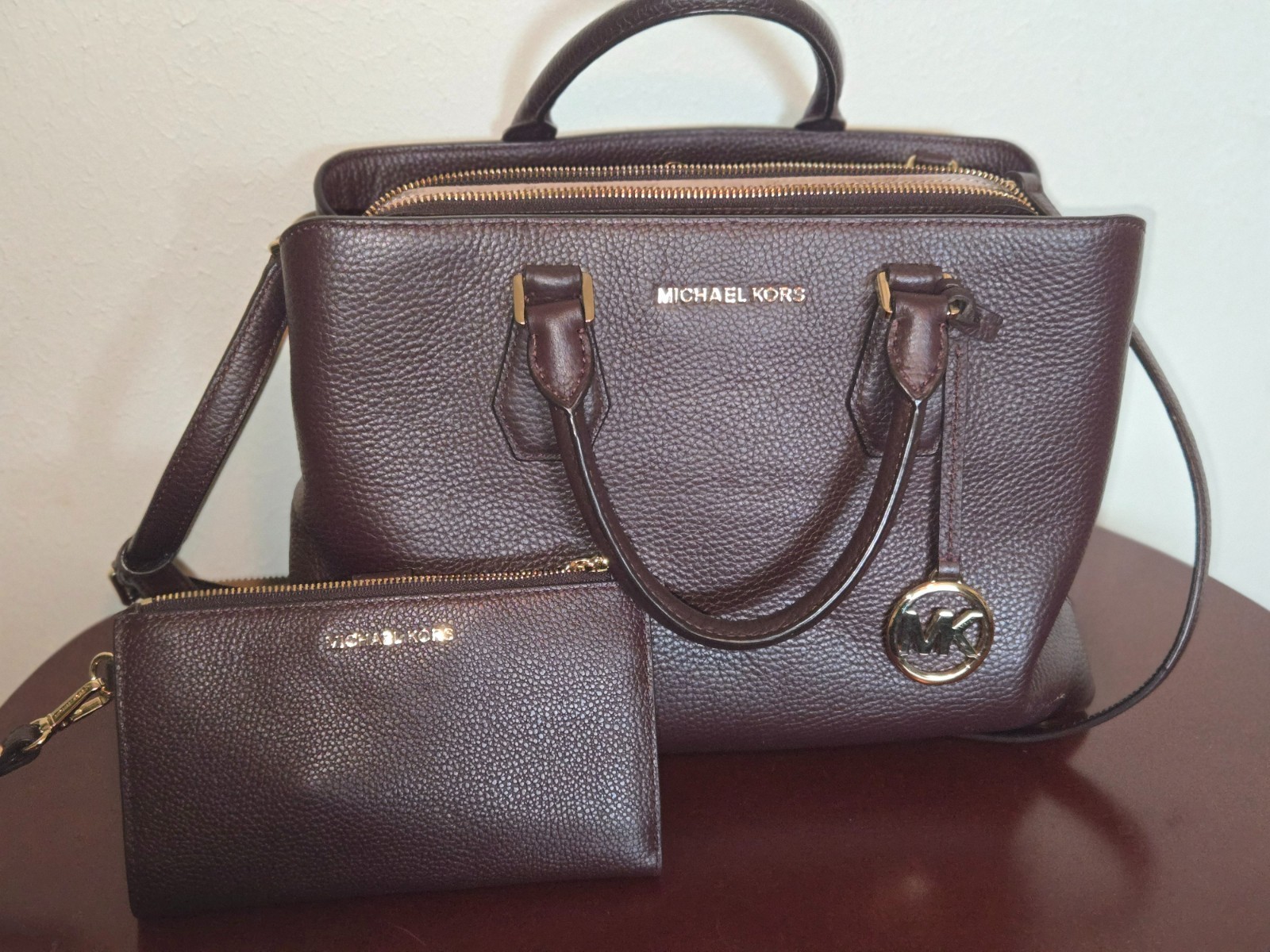 Michael Kors Portia Sofia Satchel Bag & Wallet – Beautiful Leather in Plum