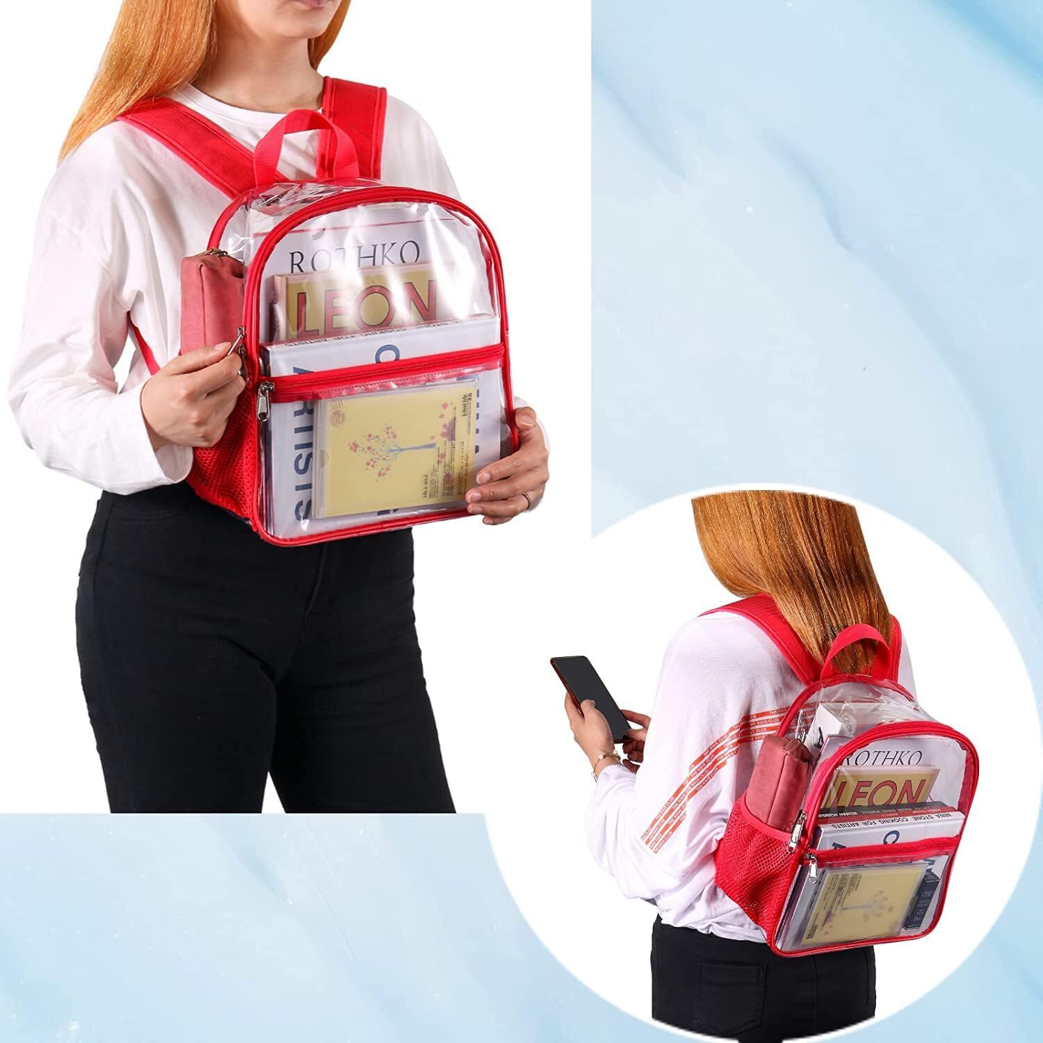 Clear Backpack – Stadium Approved Transparent Design Waterproof Bag 12×6×12 inch