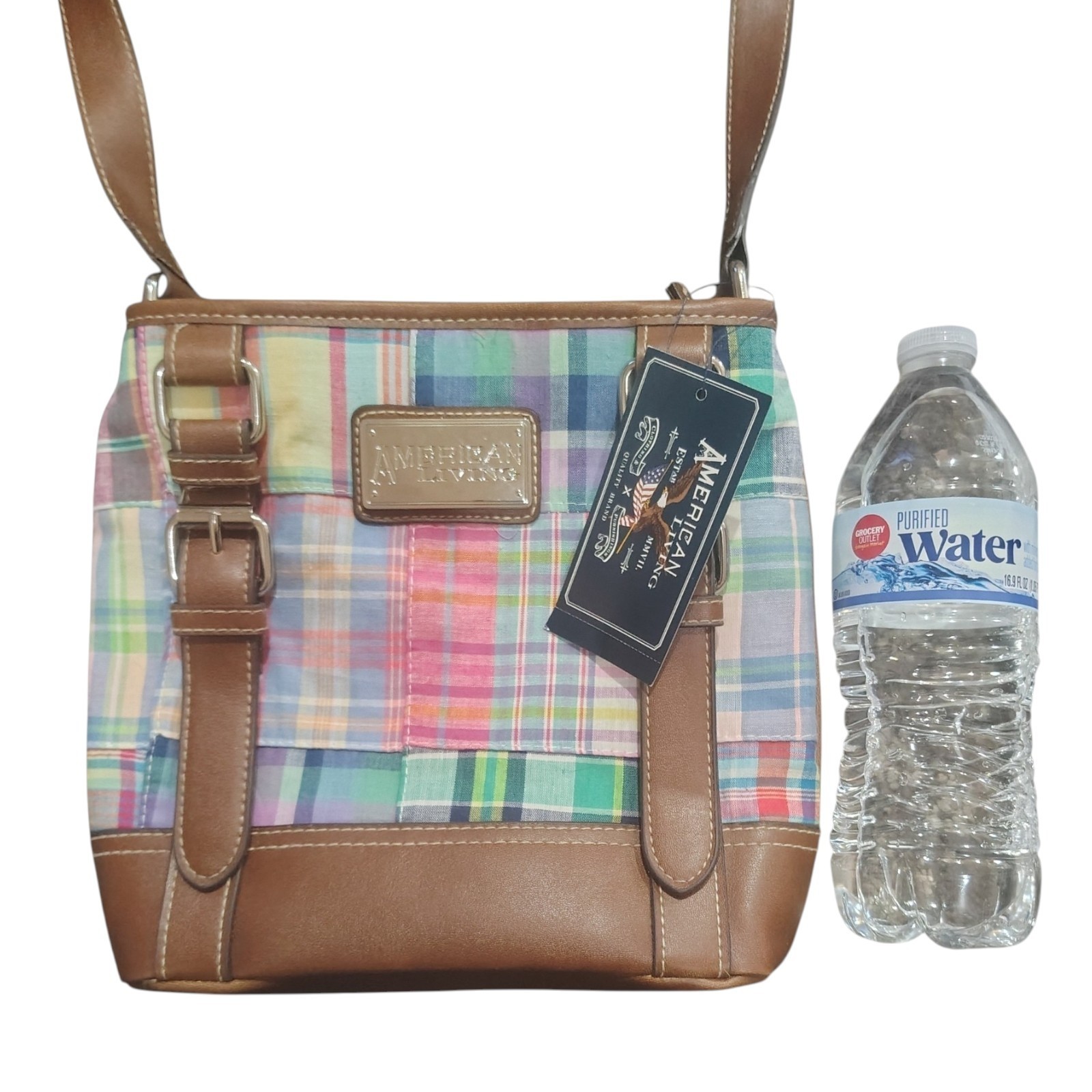 American Living Patchwork Plaid Crossbody Purse Bag NWT