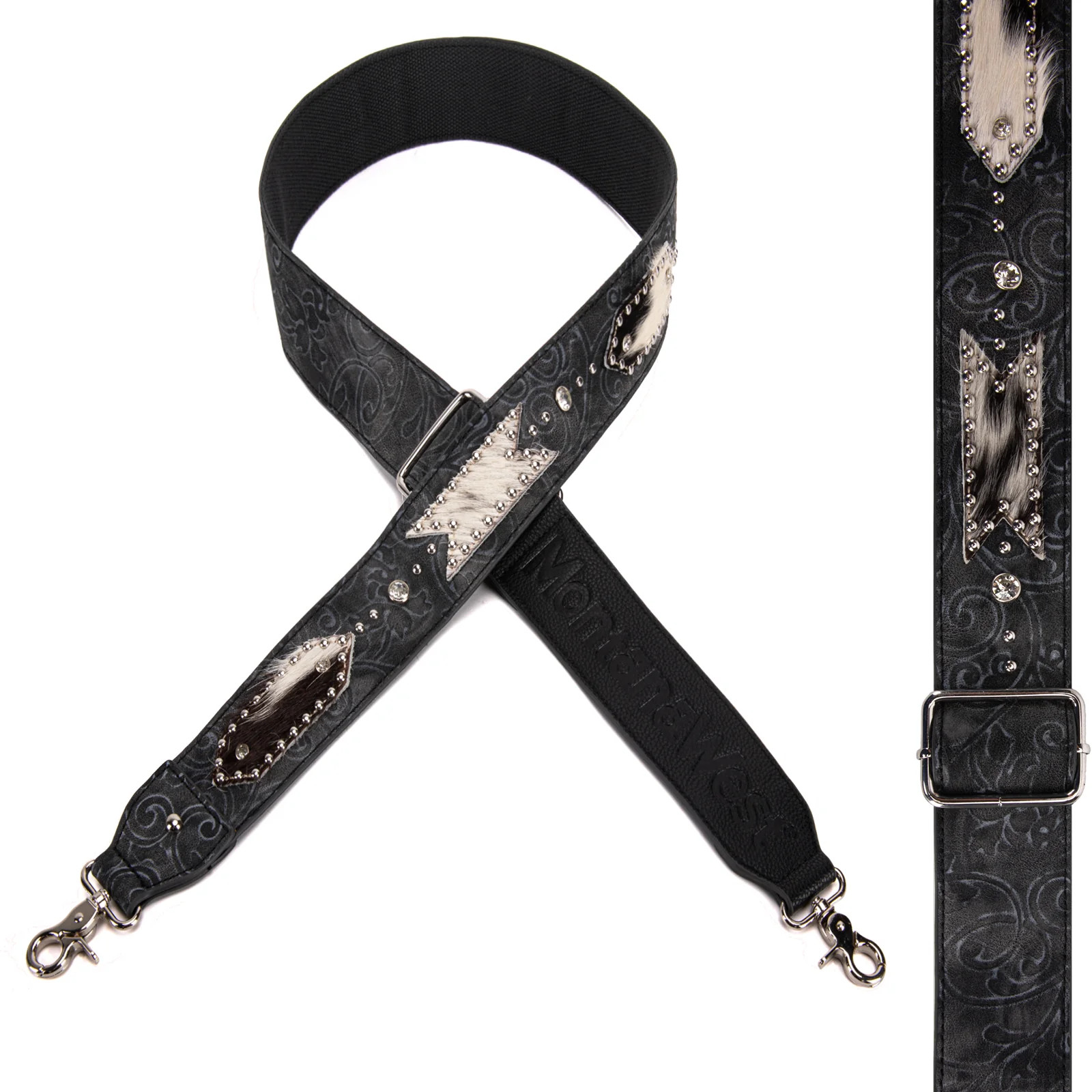 Montana West Western Guitar Style Tooled Crossbody Strap