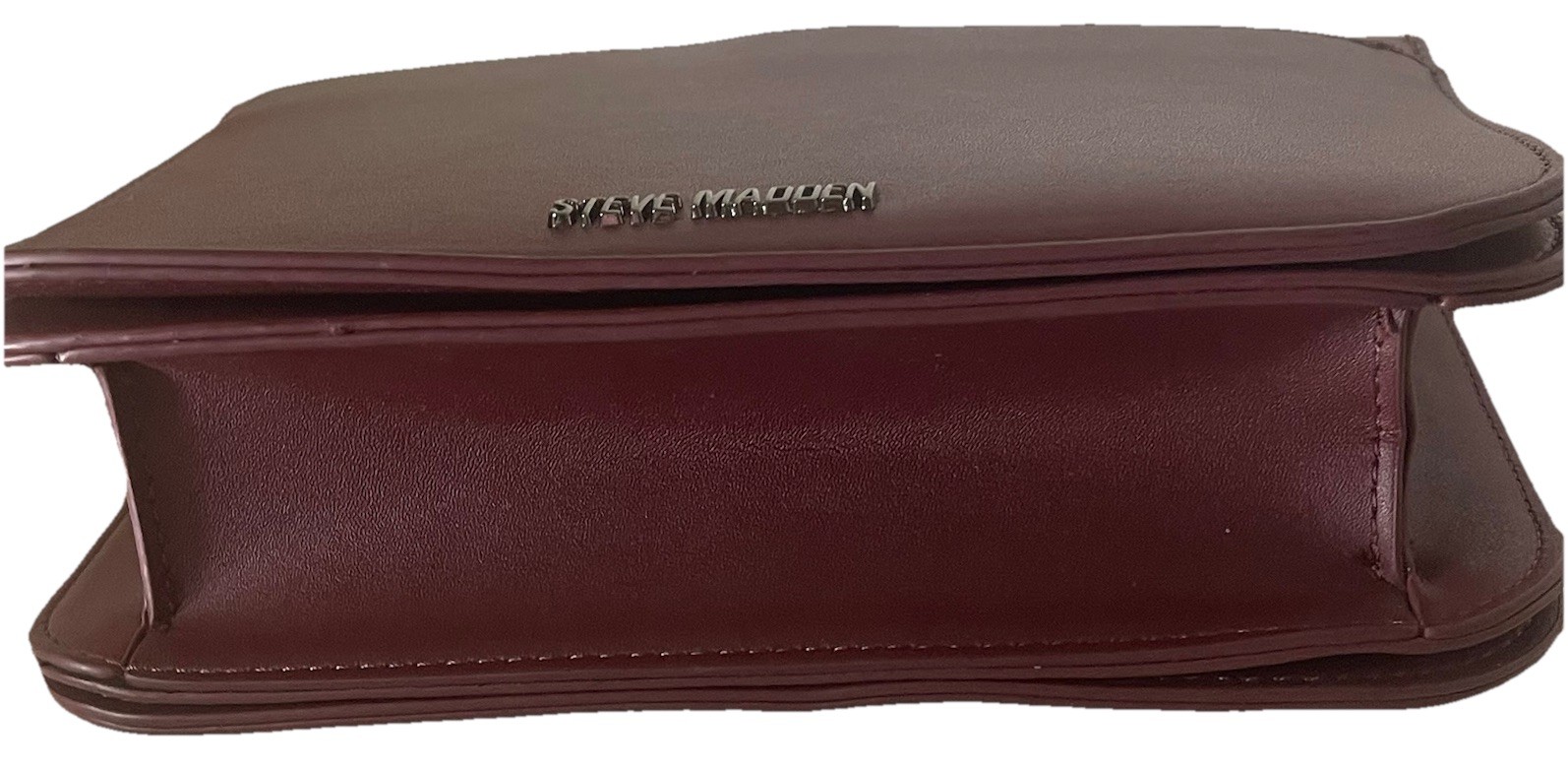 Steve Madden Burgundy Faux Leather Chain Strap Crossbody Shoulder Bag