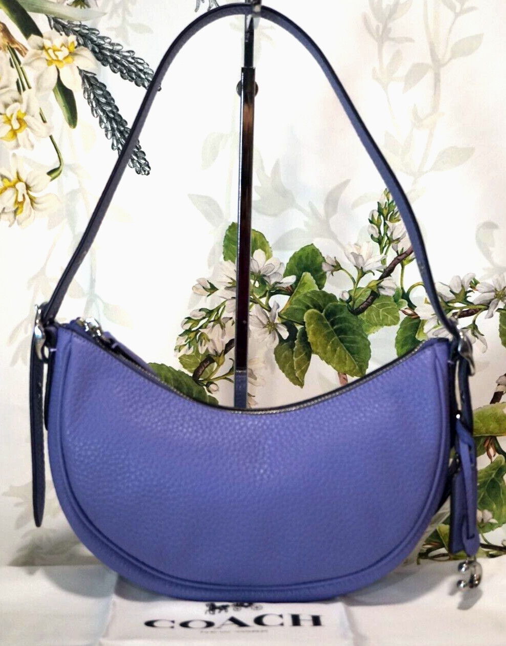 NWT Coach CC439 LUNA Shoulder Bag In LIGHT VIOLET Soft Pebbled Leather Silver