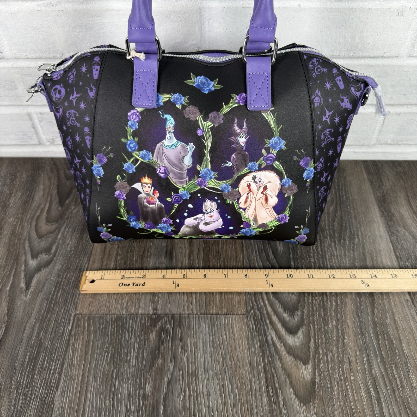Loungefly Disney Villains Floral Icons Satchel Bag Crossbody Purse New NWT