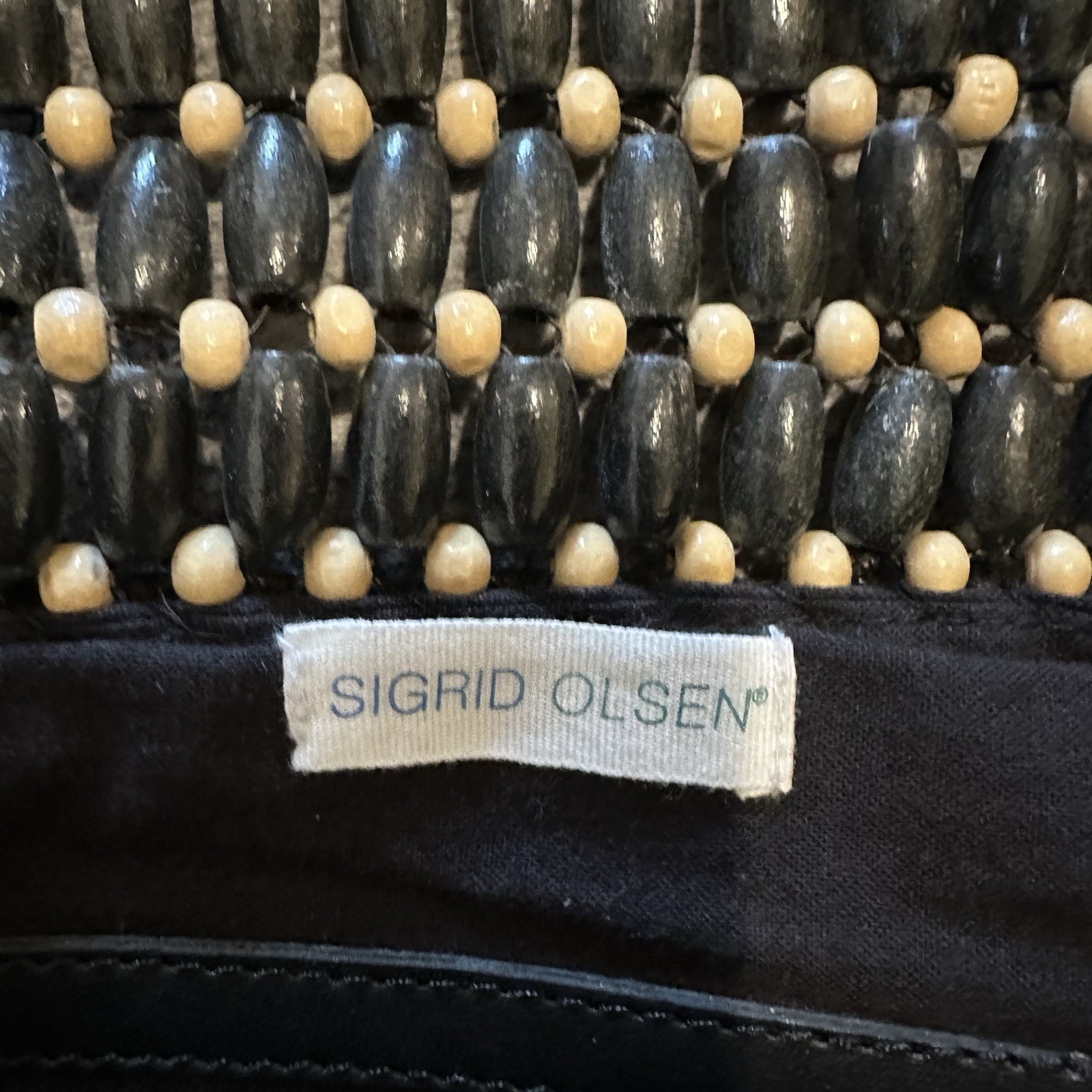 Sigrid Olsen Black Wood Beaded Women’s Crossbody Bag Spring, Summer, Handcrafted