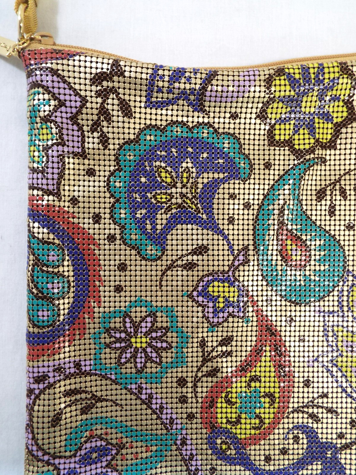 Vintage Whiting & Davis Paisley Mesh Purse Shoulder Bag Enamel & Gold PERFECT