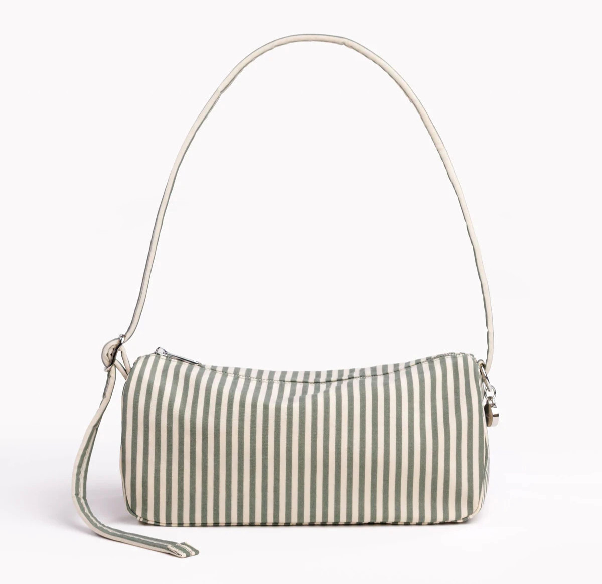 Baggu Nylon Loaf Shoulder Bag in Toasted Almond and Sage Stripe