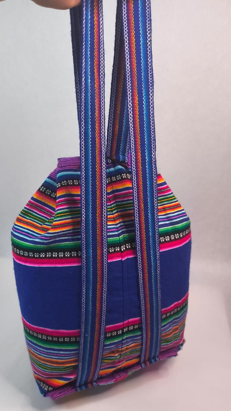 Boho Artisan Striped Woven Fabric Backpack Multicolor Canvas Daypack Travel 18in