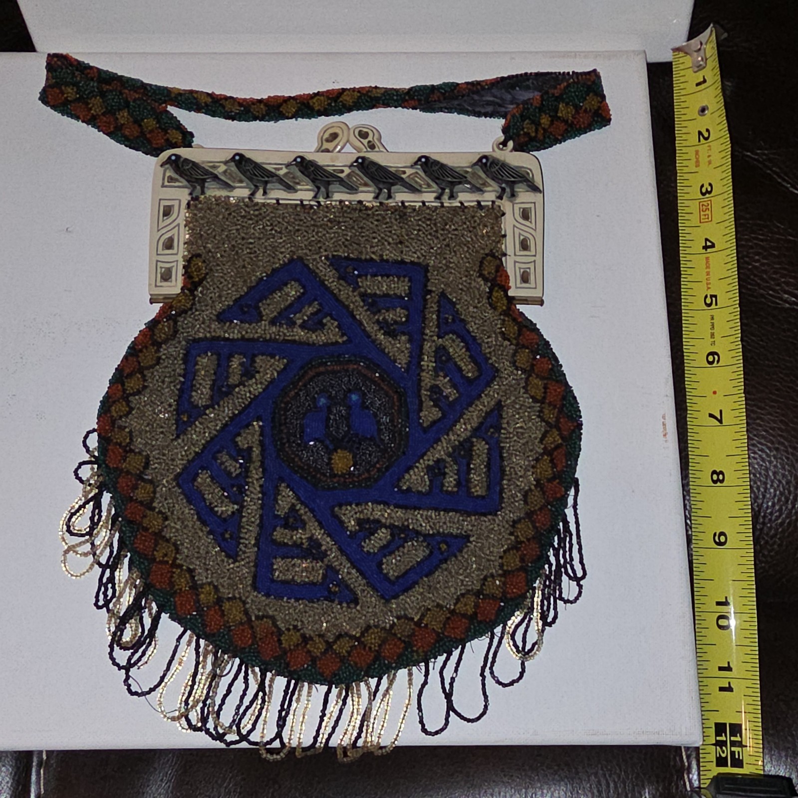 Circa 1920 Art Deco Egyptian Revival Celluloid Evening Bag Collector Quality