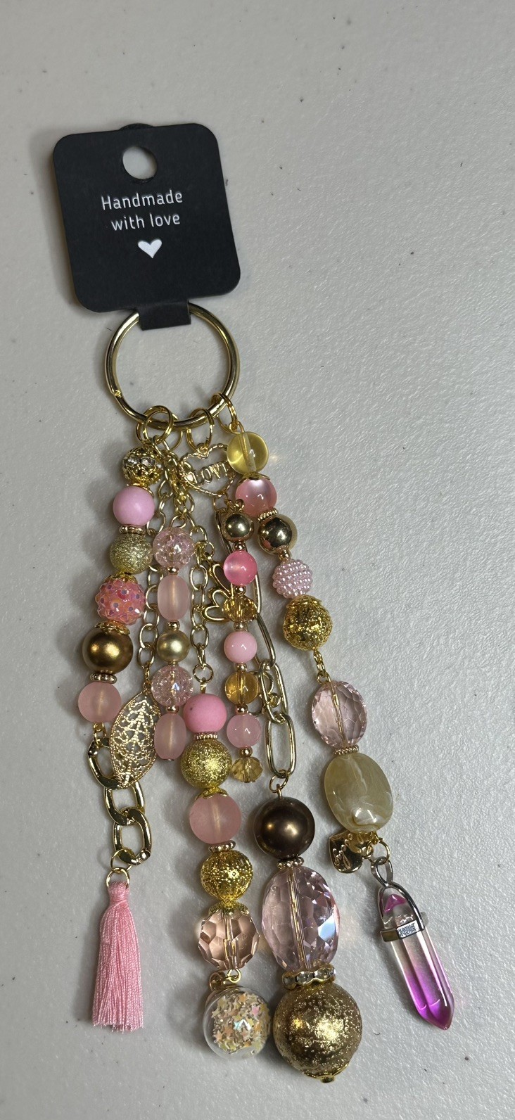 New Artisan Long Chunky Handbag Jewelry Bag Charm Purse Bling Beaded Keychain