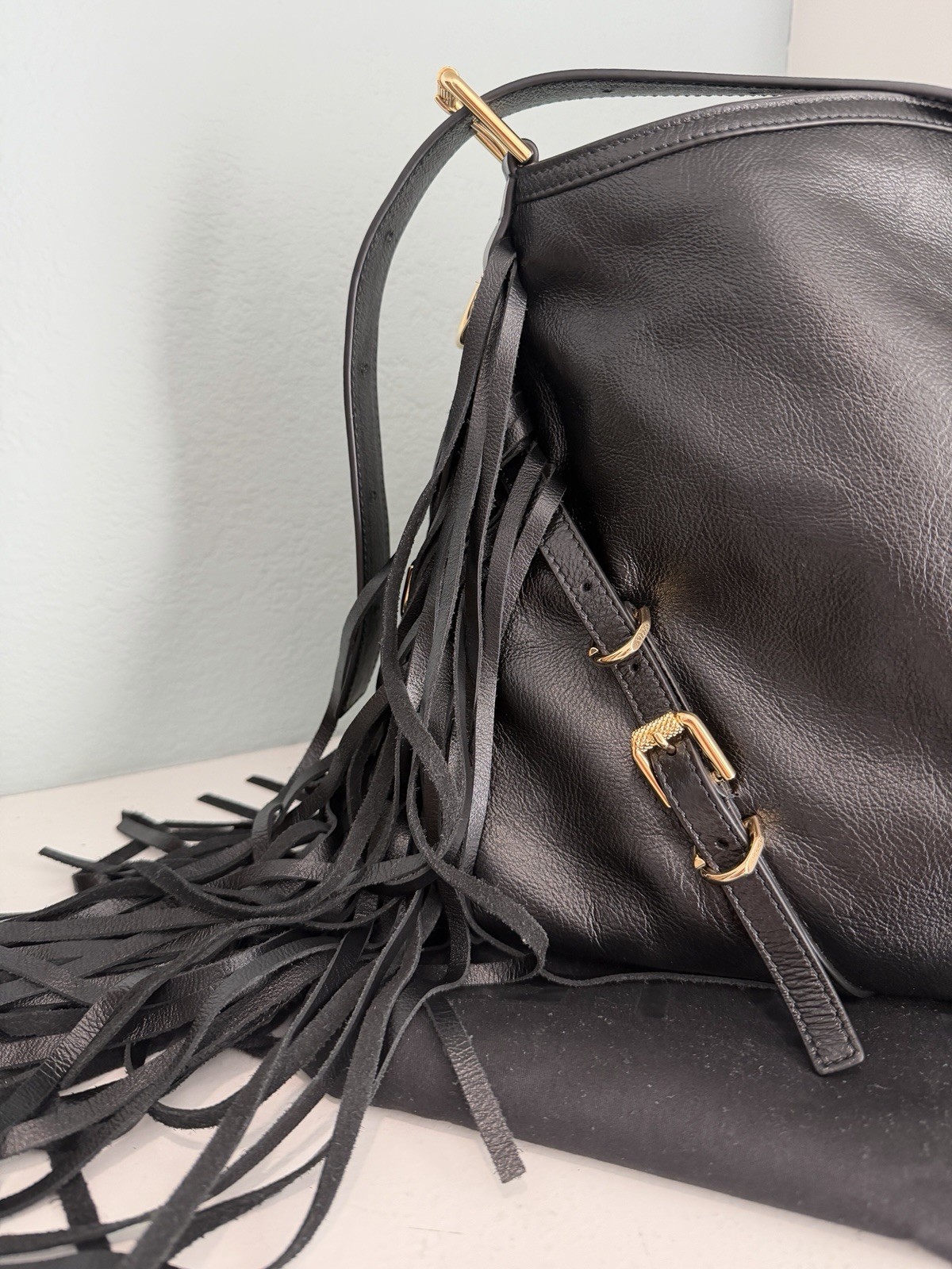Givenchy Medium Voyou Fringe Leather Hobo Bag NEW Black Gold $3100