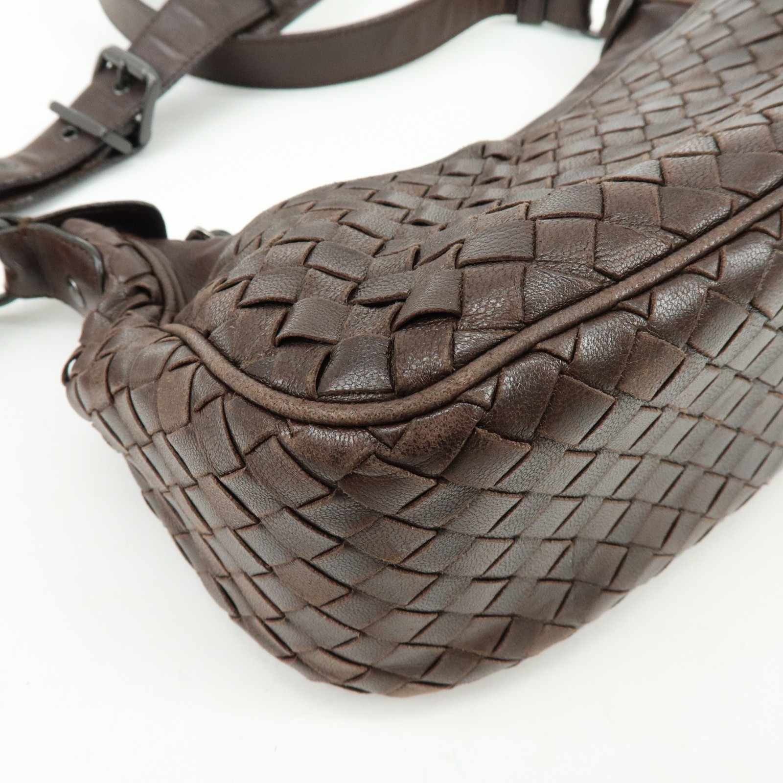 BOTTEGA VENETA Intrecciato Leather Shoulder Crossbody Bag Brown Auth Used F/S