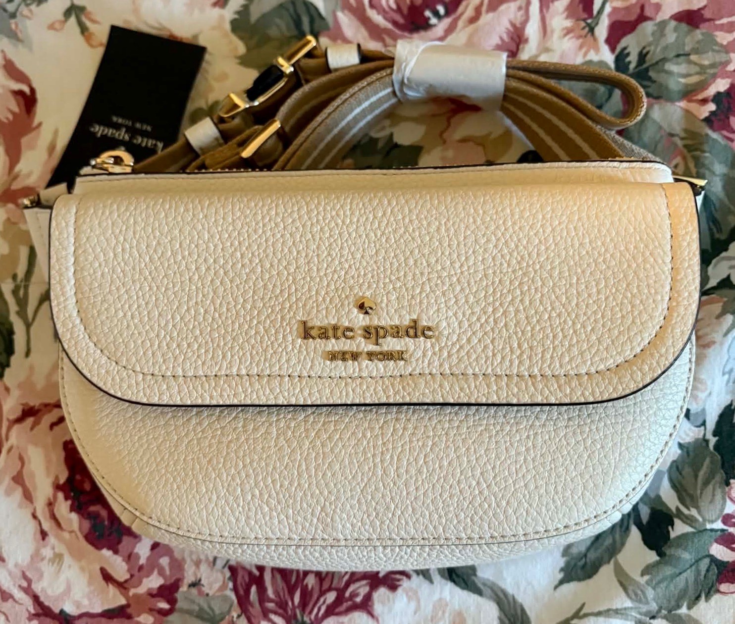 $299 Kate Spade Rosie Belt Bag Parchment White Pebbled Leather, NWT!
