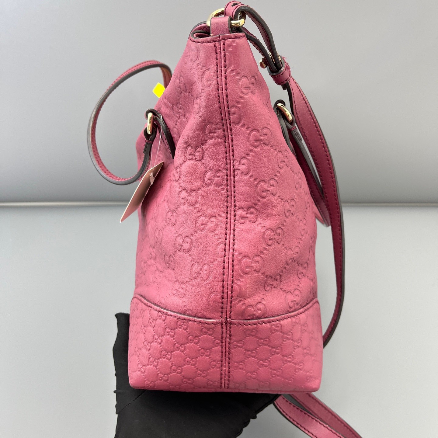 Gucci Guccissima Pink Leather Guccissima Embossed Tote Shoulder Bag Crossbody