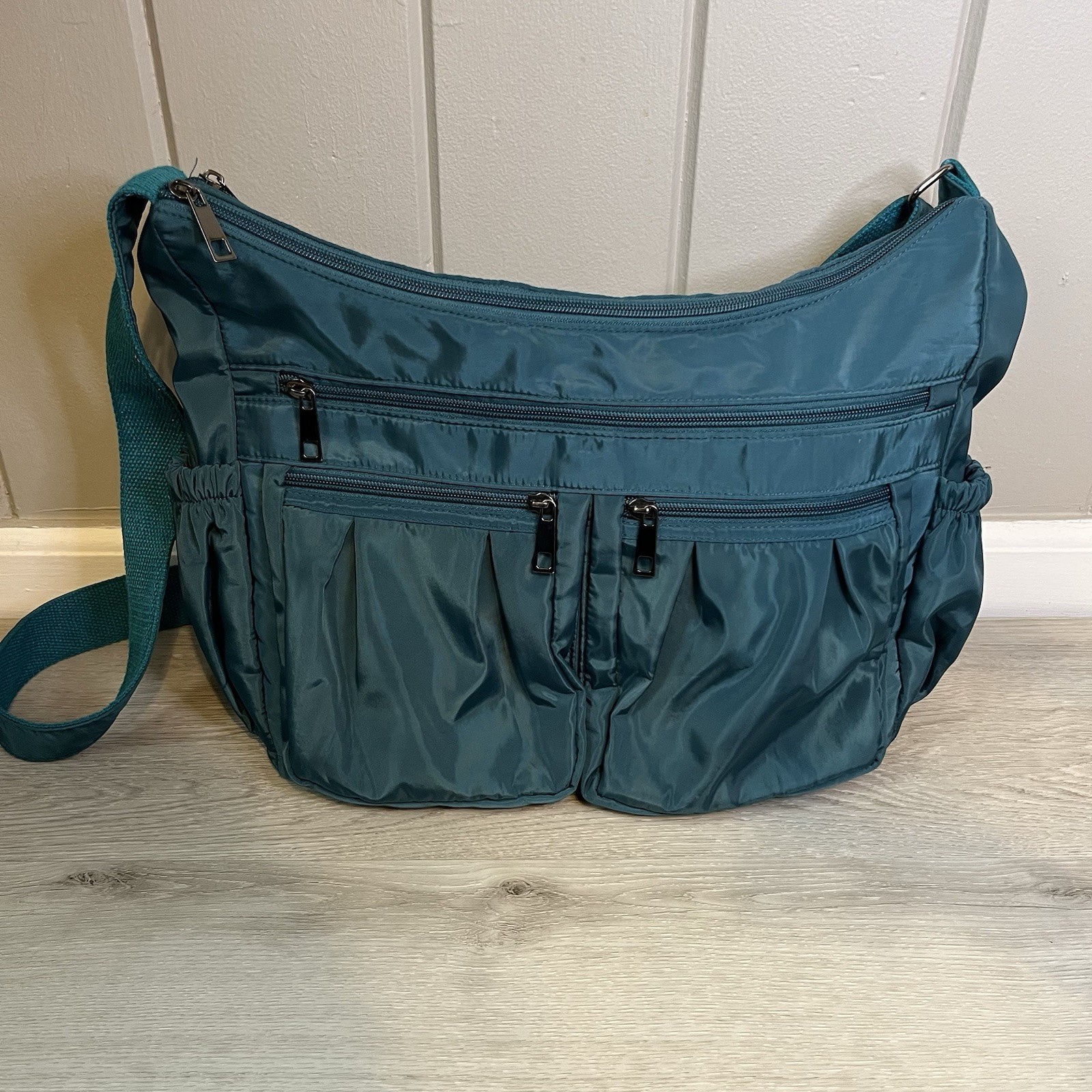 Zhenup Oxford Nylon Large Single Shoulder Crossbody Jade Green Lightweight