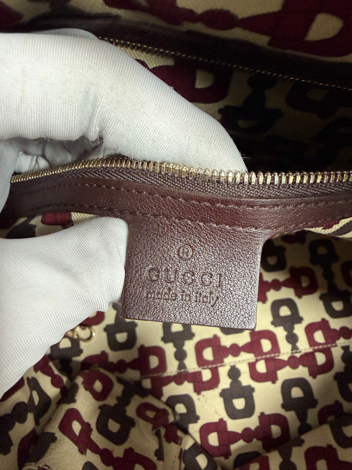 Authentic Gucci 85th Anniversary Boston Bag Embossed Leather Boston Bag Dark