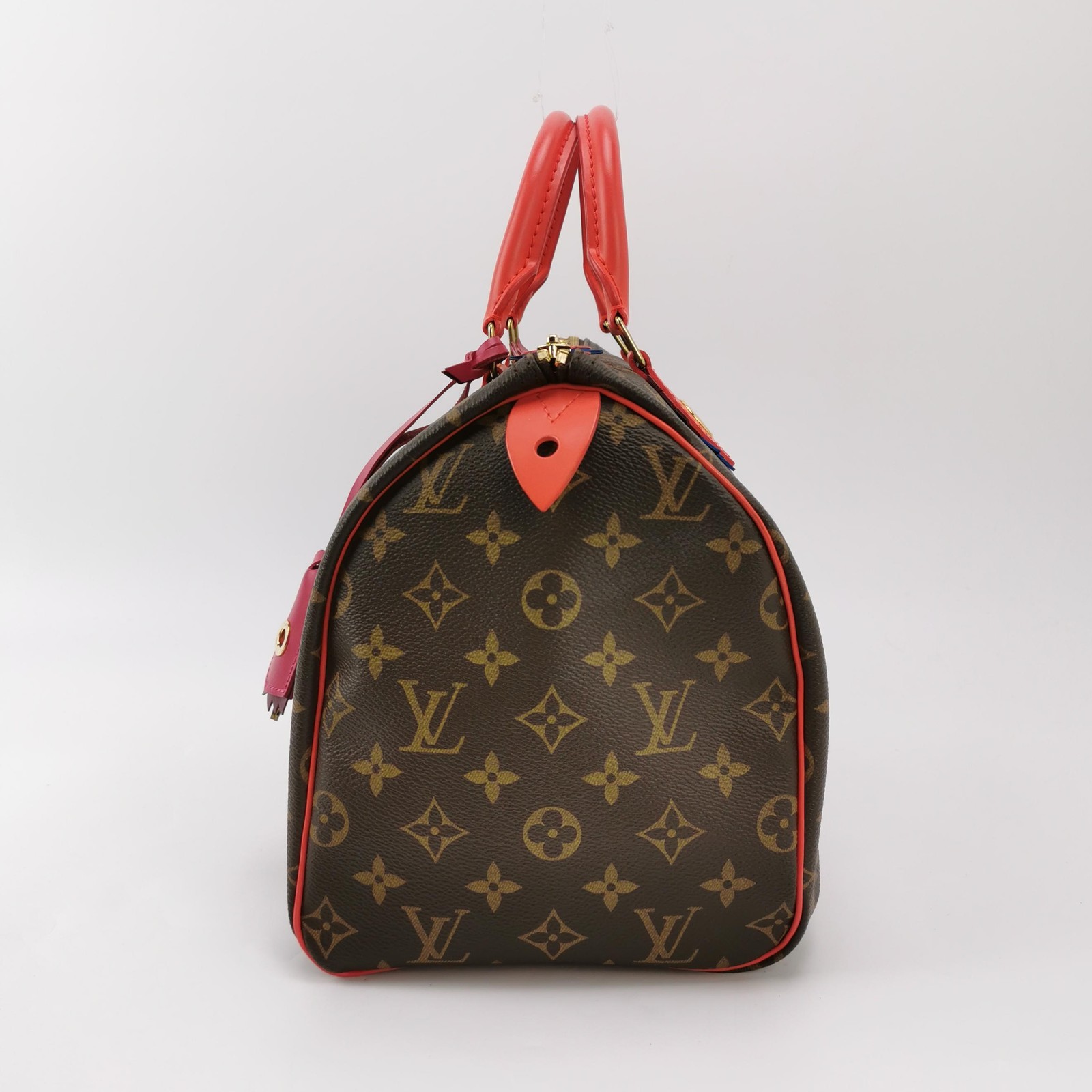 Louis Vuitton Speedy Normal Brown Red Calfskin Hand Carry Bag US Ship