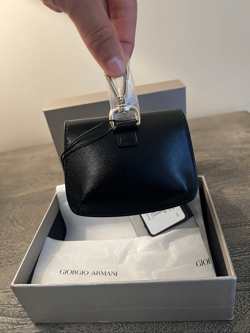 Giorgio Armani La Prima Palmellato Leather Mini Charm Bag