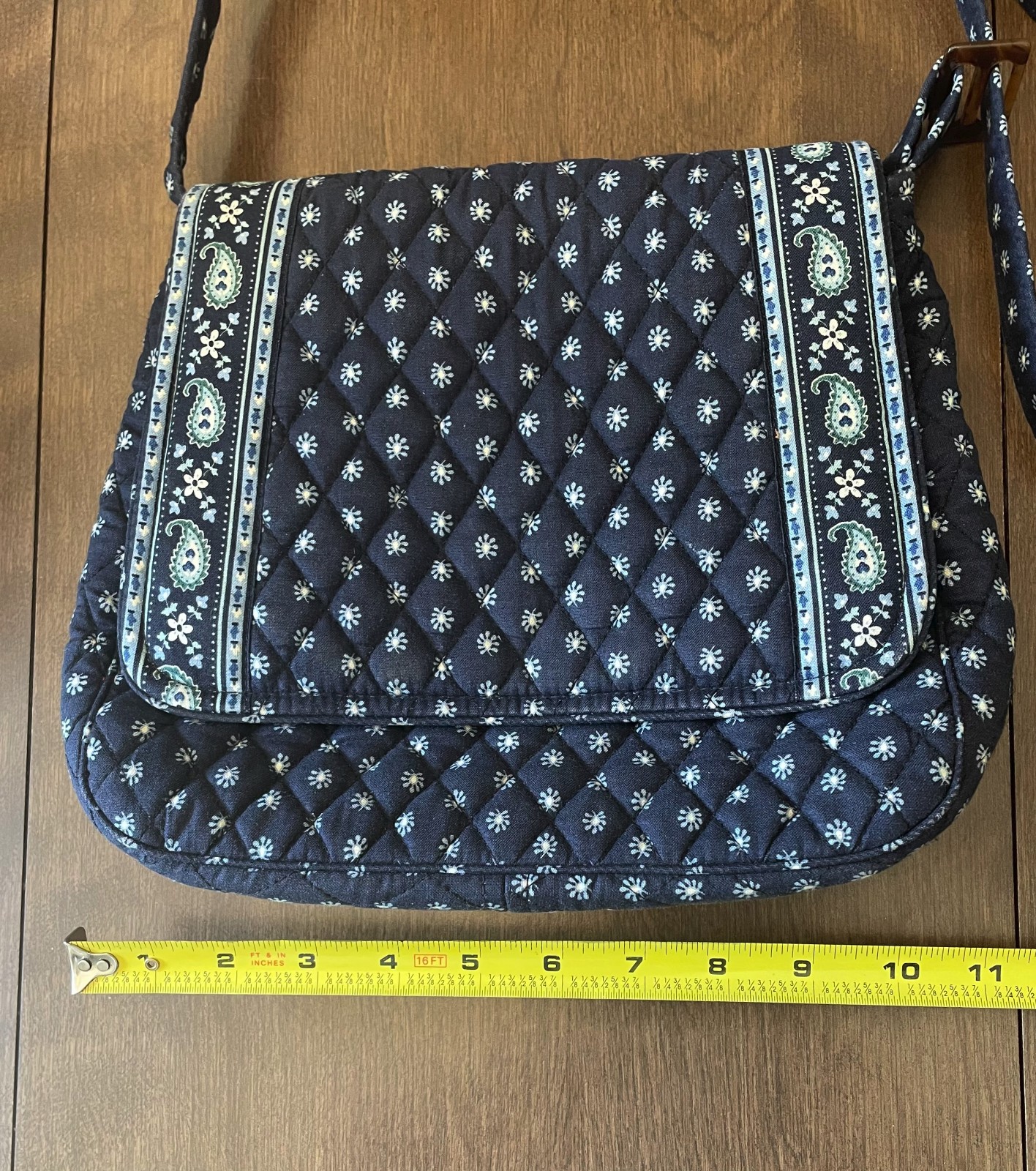 Vtg Vera Bradley Purse Bag Blue Floral Paisley Quilted Pattern Magnetic Button