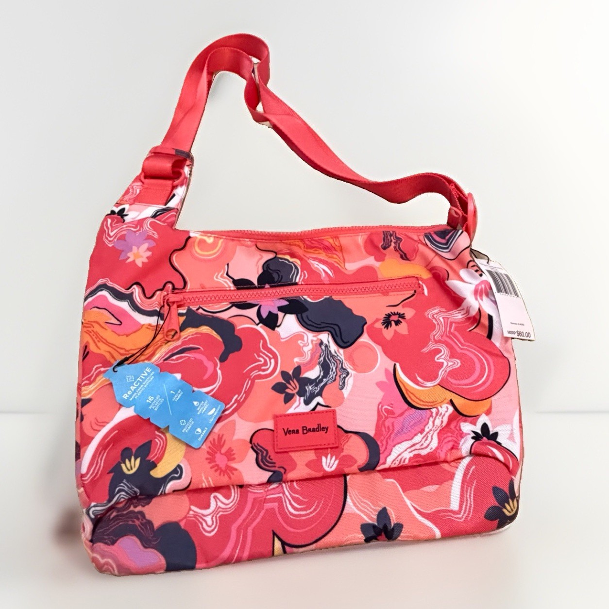 Vera Bradley ReActive Crossbody Bag Sling Rosa Agate Coral NEW Travel Light Wt