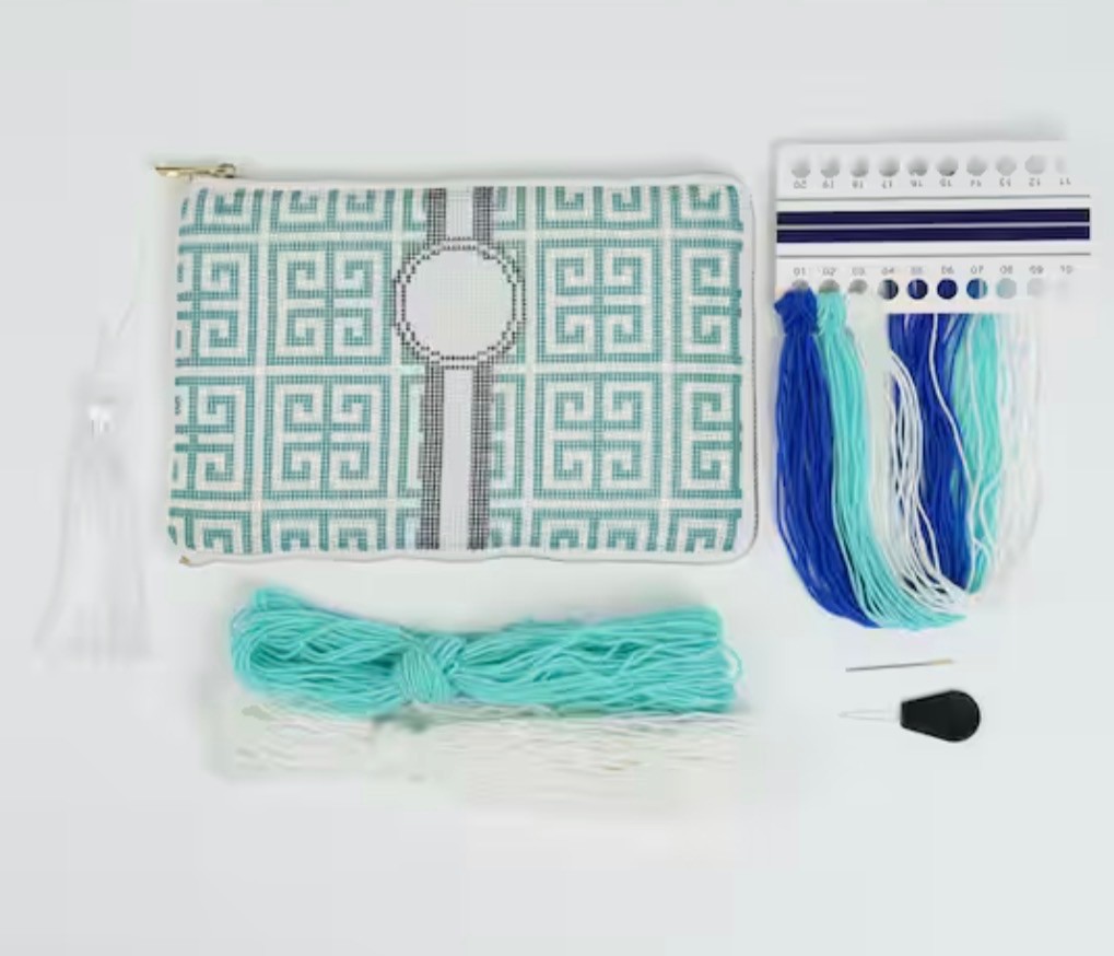 HTF NWT Jonathan Adler X Michaels Greek Key Monogram Needlepoint Clutch Kit