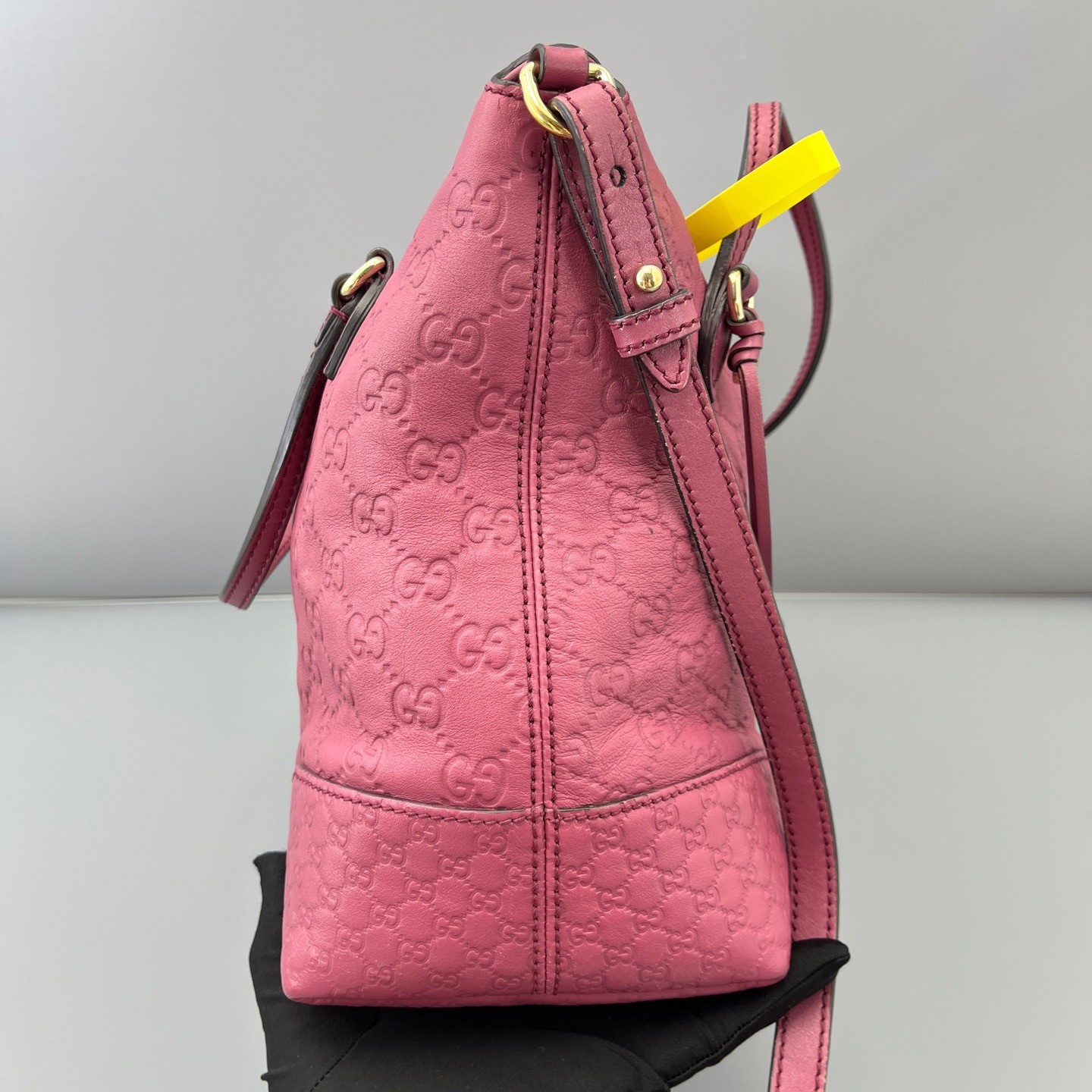 Gucci Guccissima Pink Leather Guccissima Embossed Tote Shoulder Bag Crossbody