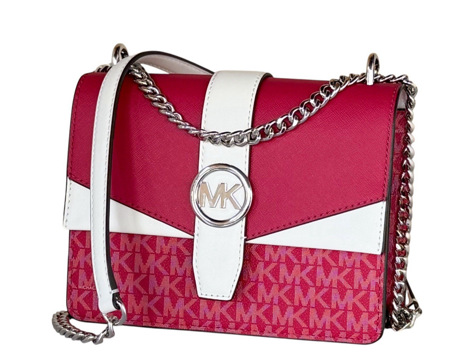 Michael Kors Greenwich SM Convertible Shoulder Flap Bag MK Dark Raspberry Multi