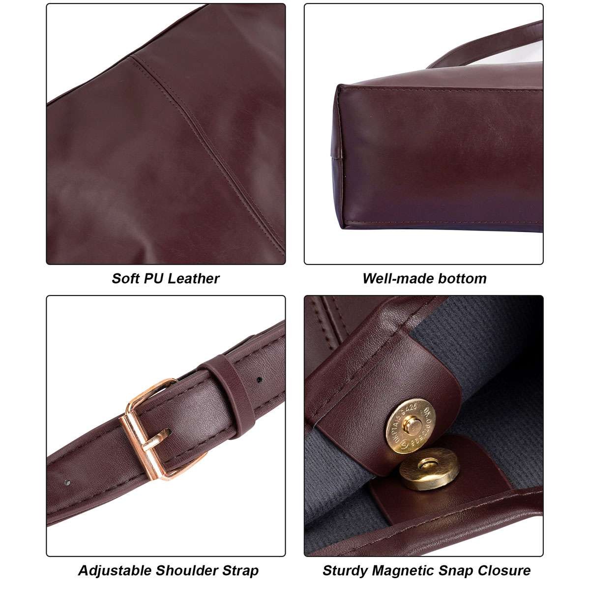 Women Leather Tote Bag Handbag Shoulder Crossbody Slouchy Large Tote Bag Purse