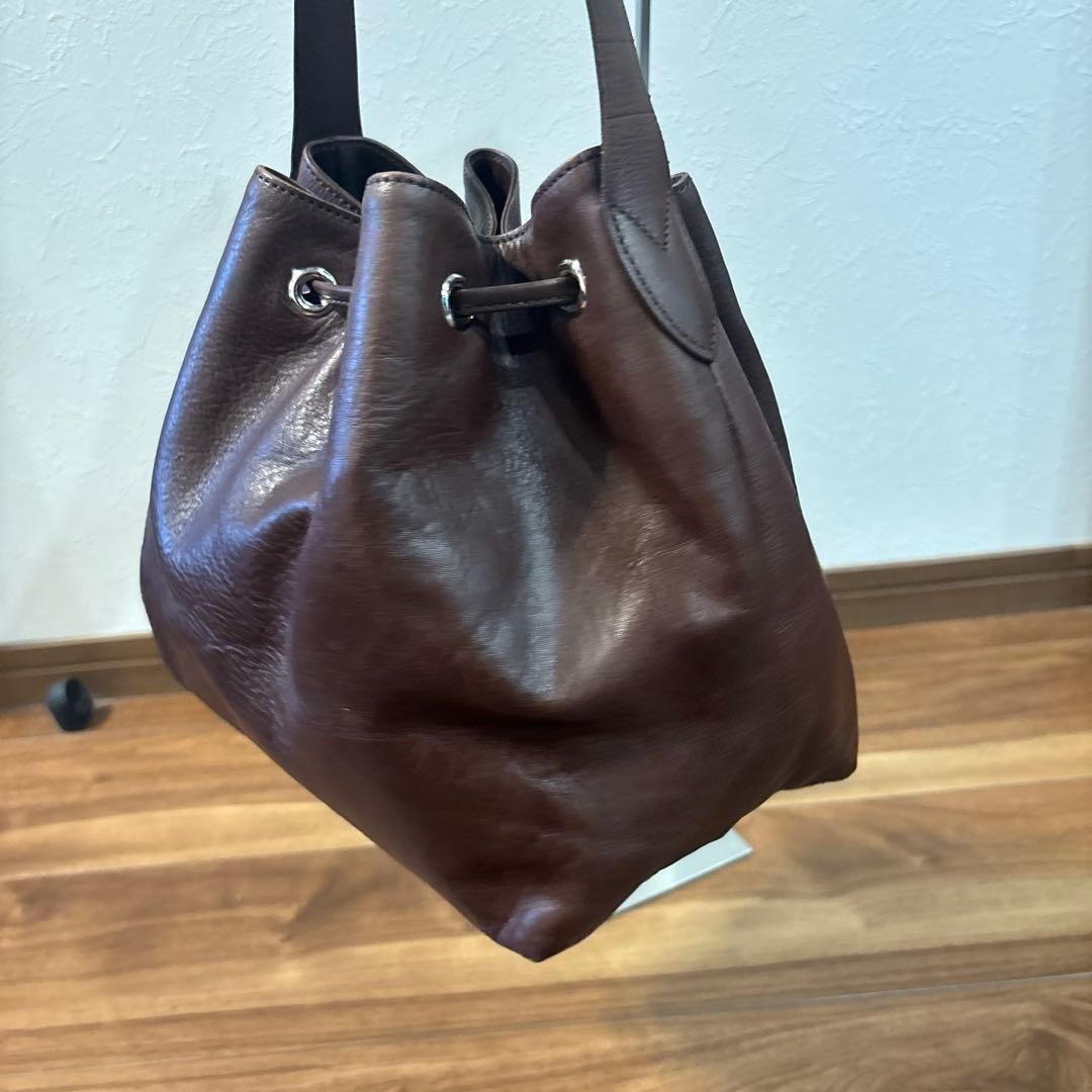 Margaret Howell Old Leather Drawstring Shoulder Bag Used