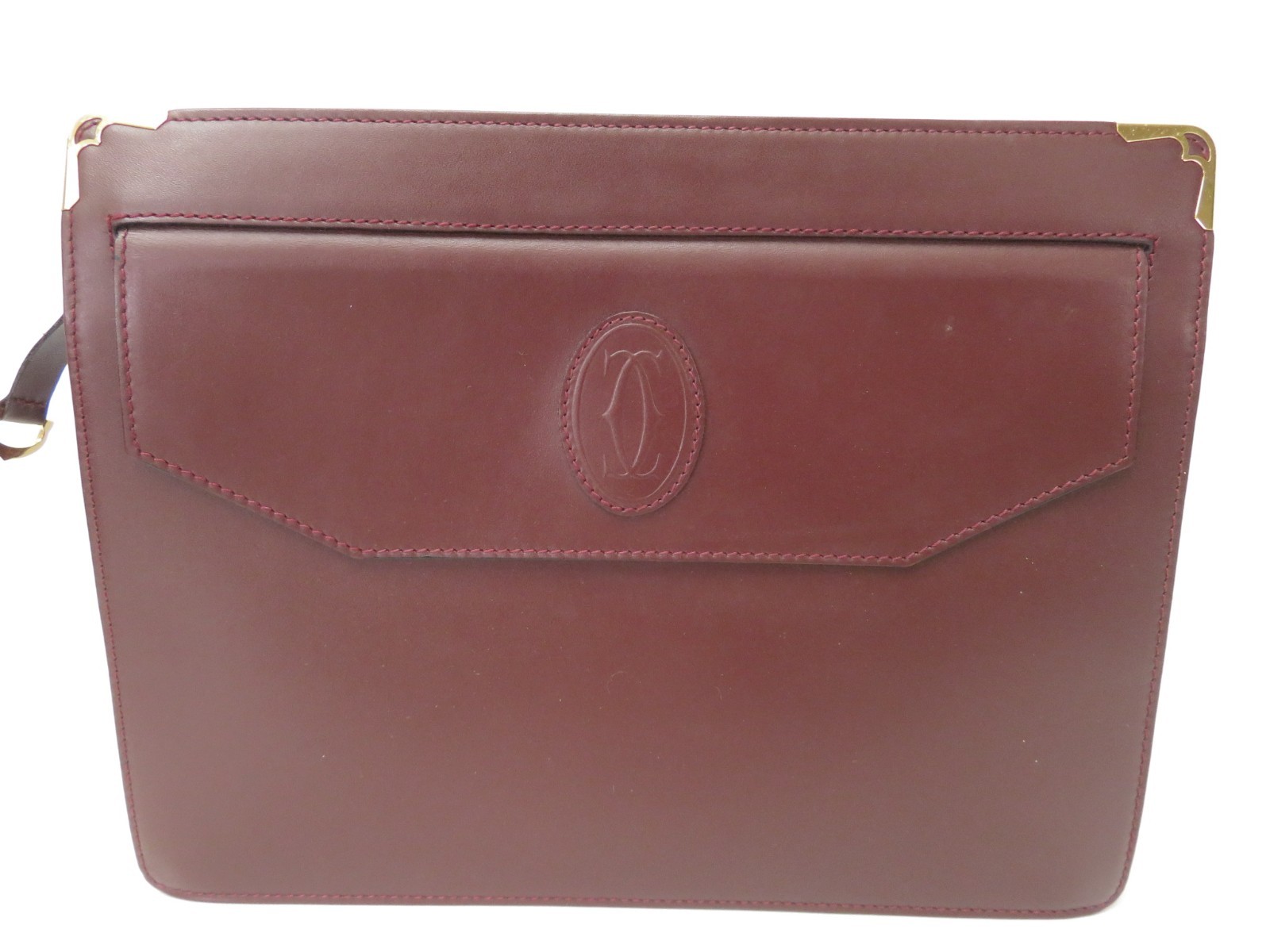 Authentic Cartier Must de Cartier Leather Clutch Bag #48733