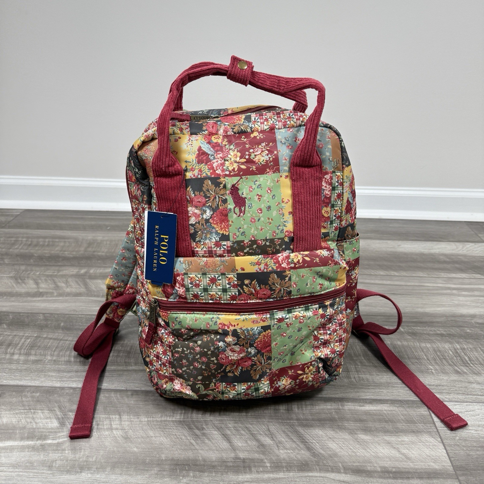 POLO RALPH LAUREN Backpack Patchwork Quilted Big Pony Burnt Russet Floral NWT