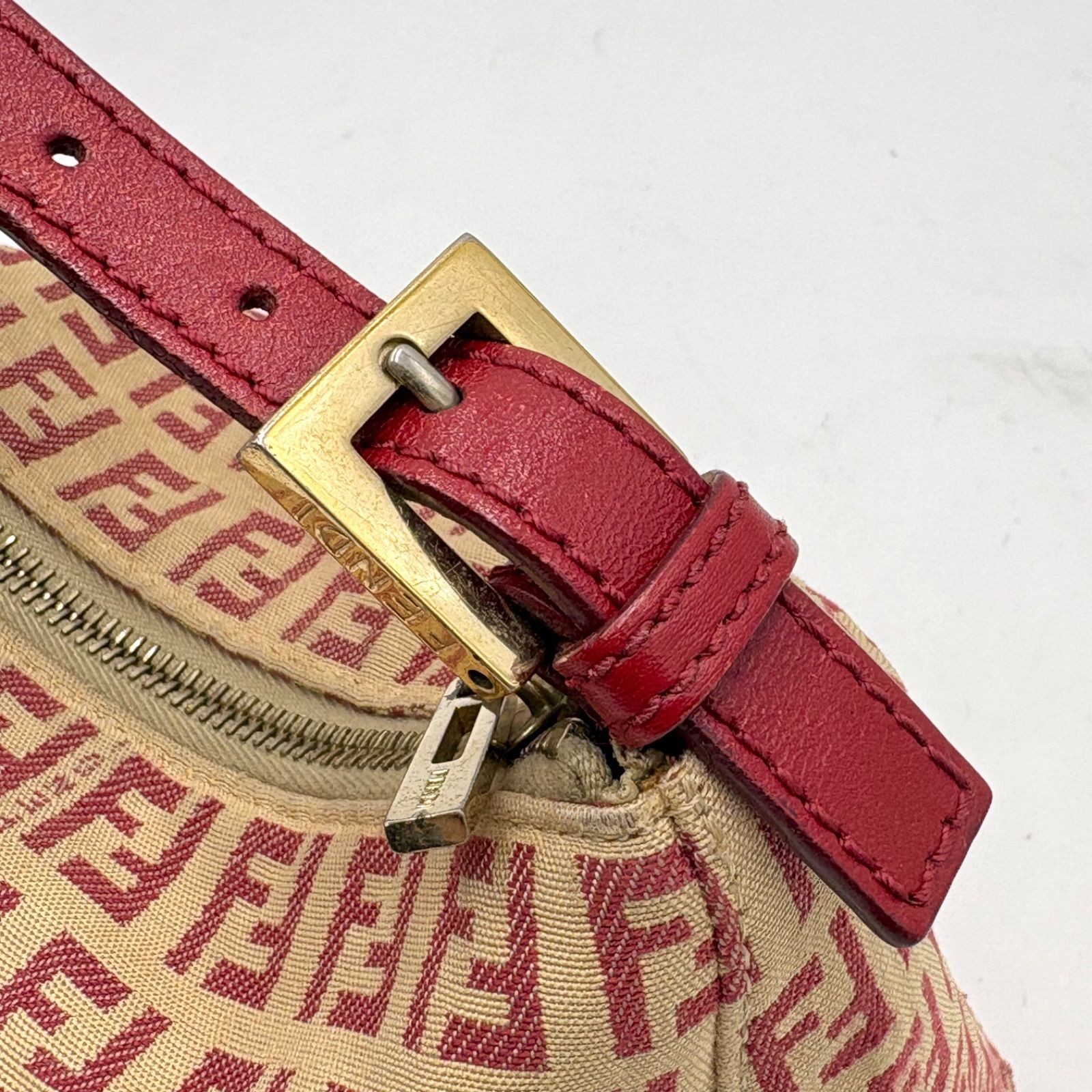 Auth FENDI Zucchino-Print Accessory Pouch Handbag 8N0005 2Y9195