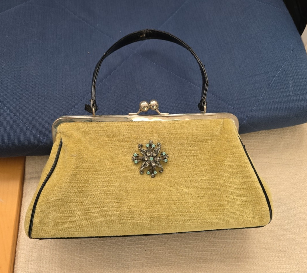 Vintage Glenda Gies Jackie Handbag Shoulder Bag Brooch In Good Condition Green