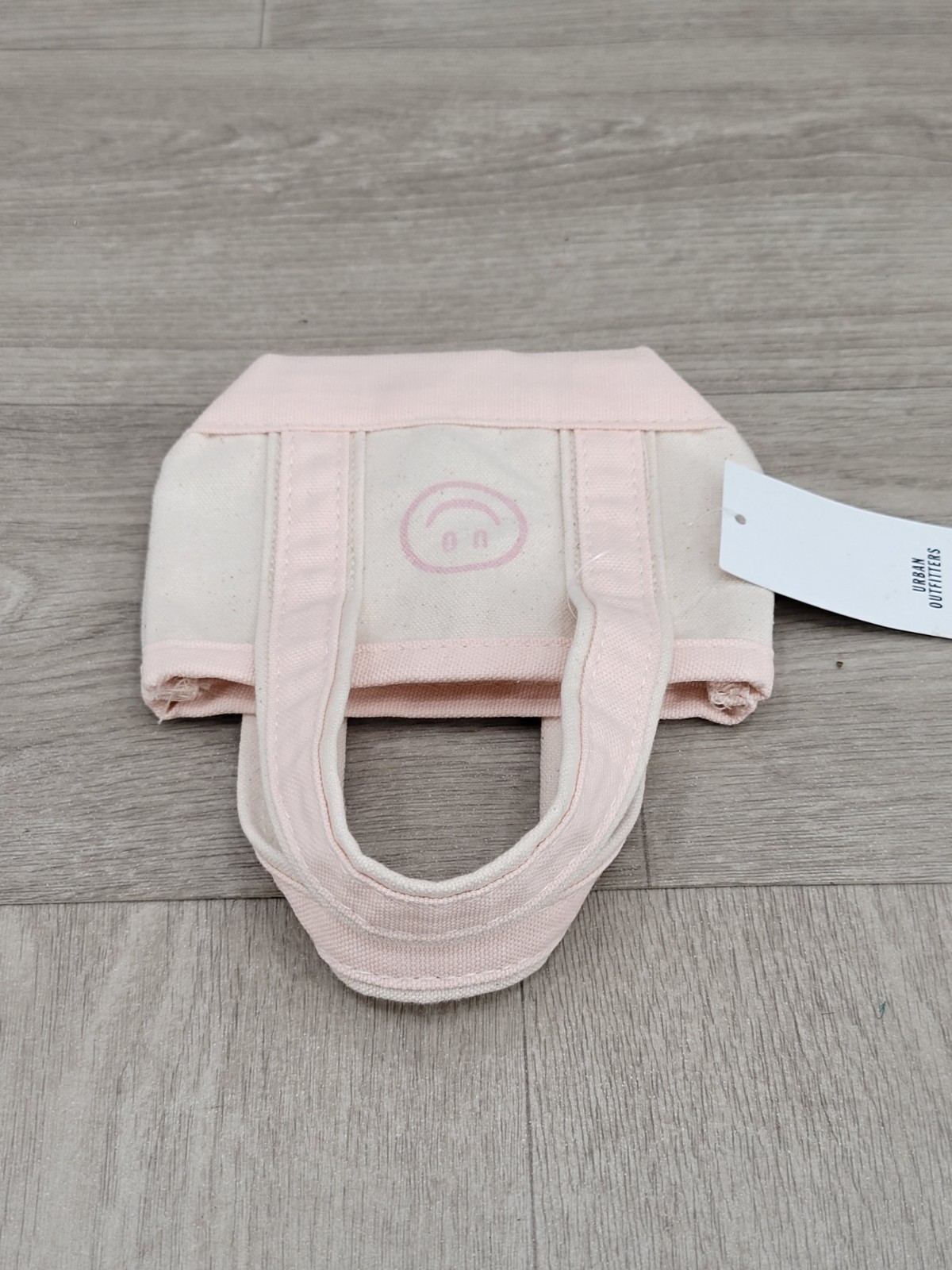 NWT Urban Outfitters BDG Mini Canvas Tote Bag White Pink Trim 6″ Small