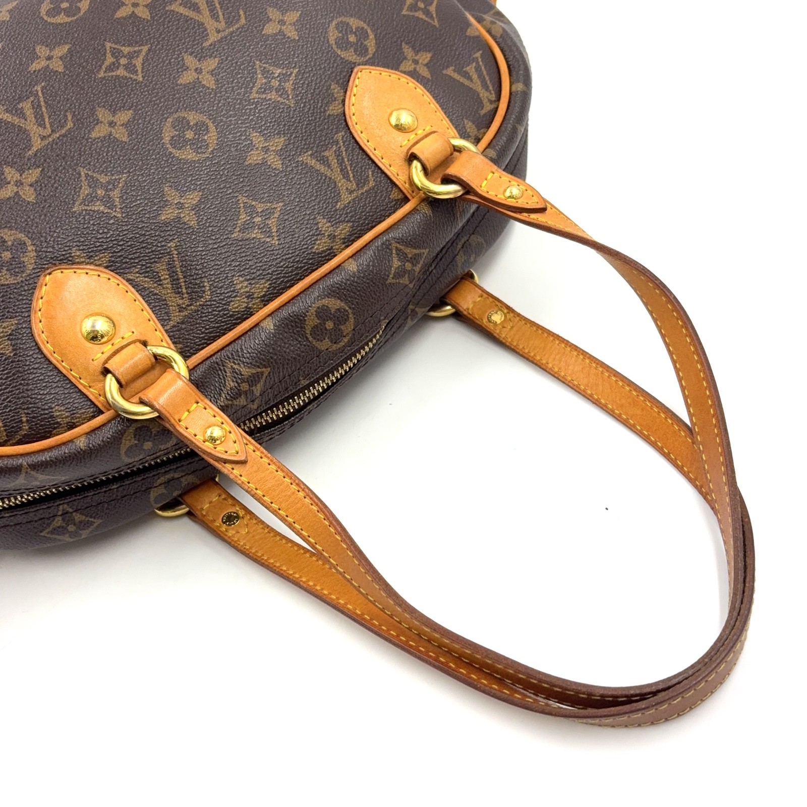LOUIS VUITTON Montorgueil PM monogram Shoulder bag Brown Leather PVC M95565