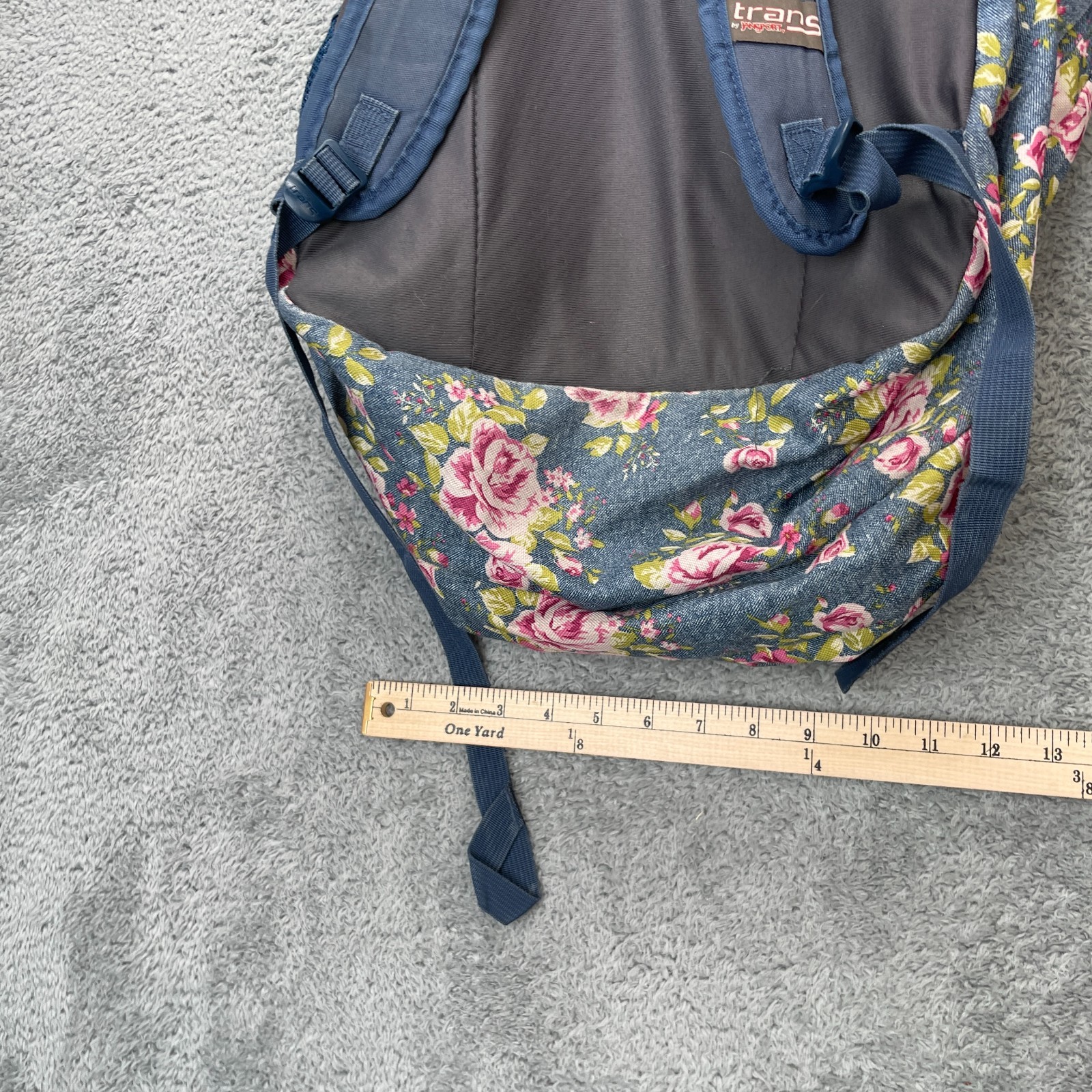 Jansport Bag Womens Blue Trans Backpack Floral School Flowers Adjustable Strap