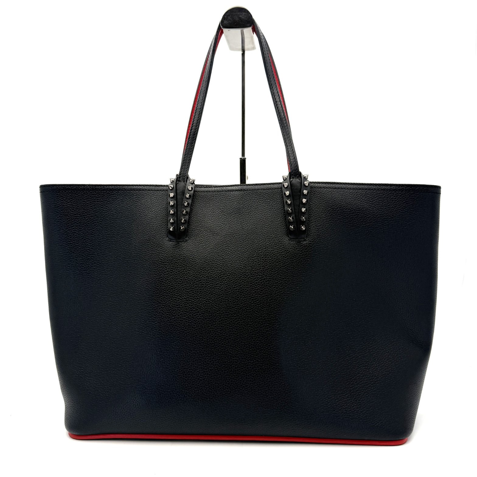 Christian Louboutin Cabata Large Tote Bag Black Leather Red Sole Spike Studs